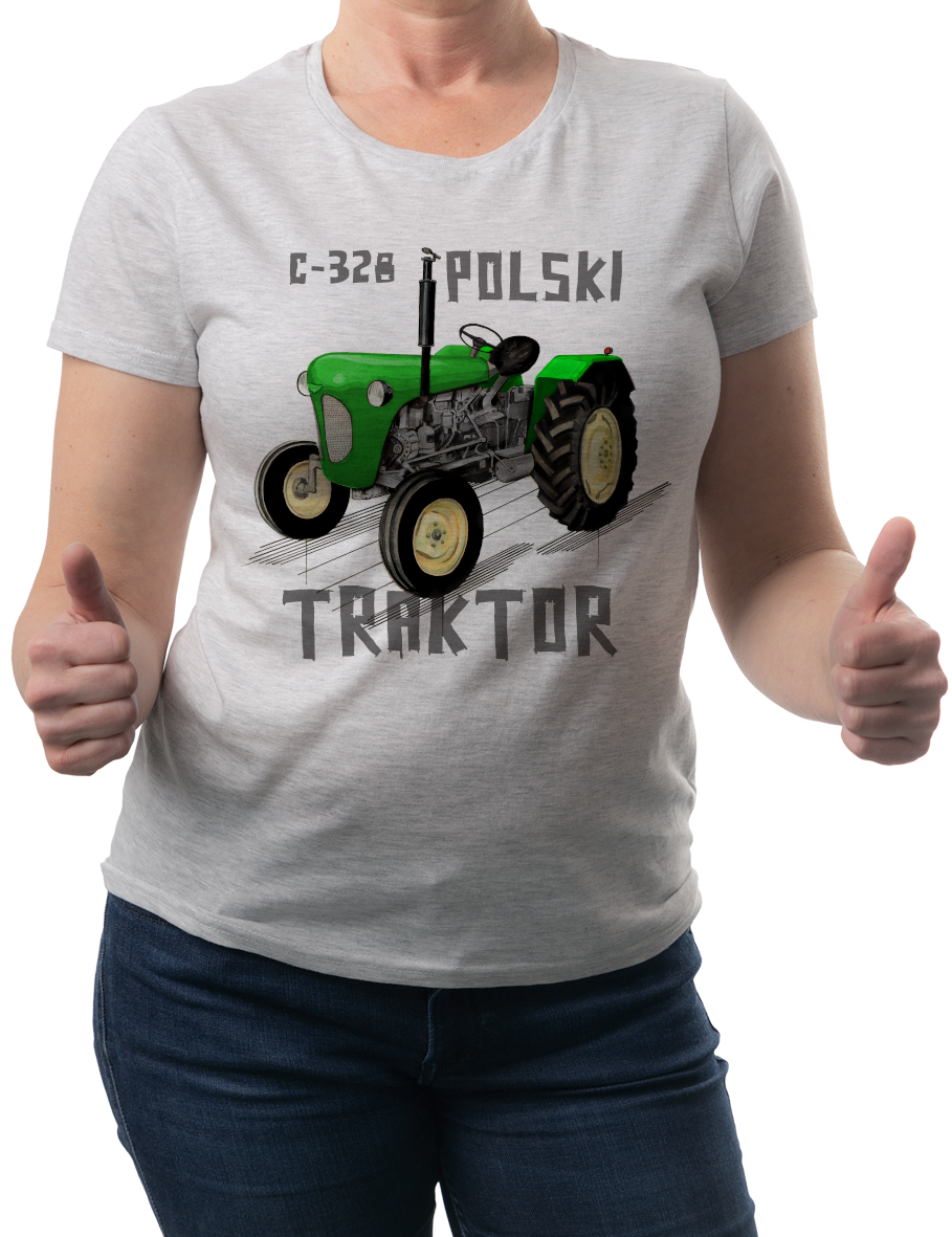 Ursus C-328 — koszulka (Kolor koszulki: jasnoszary melanż; Rozmiar: XXL (damska); Rodzaj nadruku: Ursus C-328)