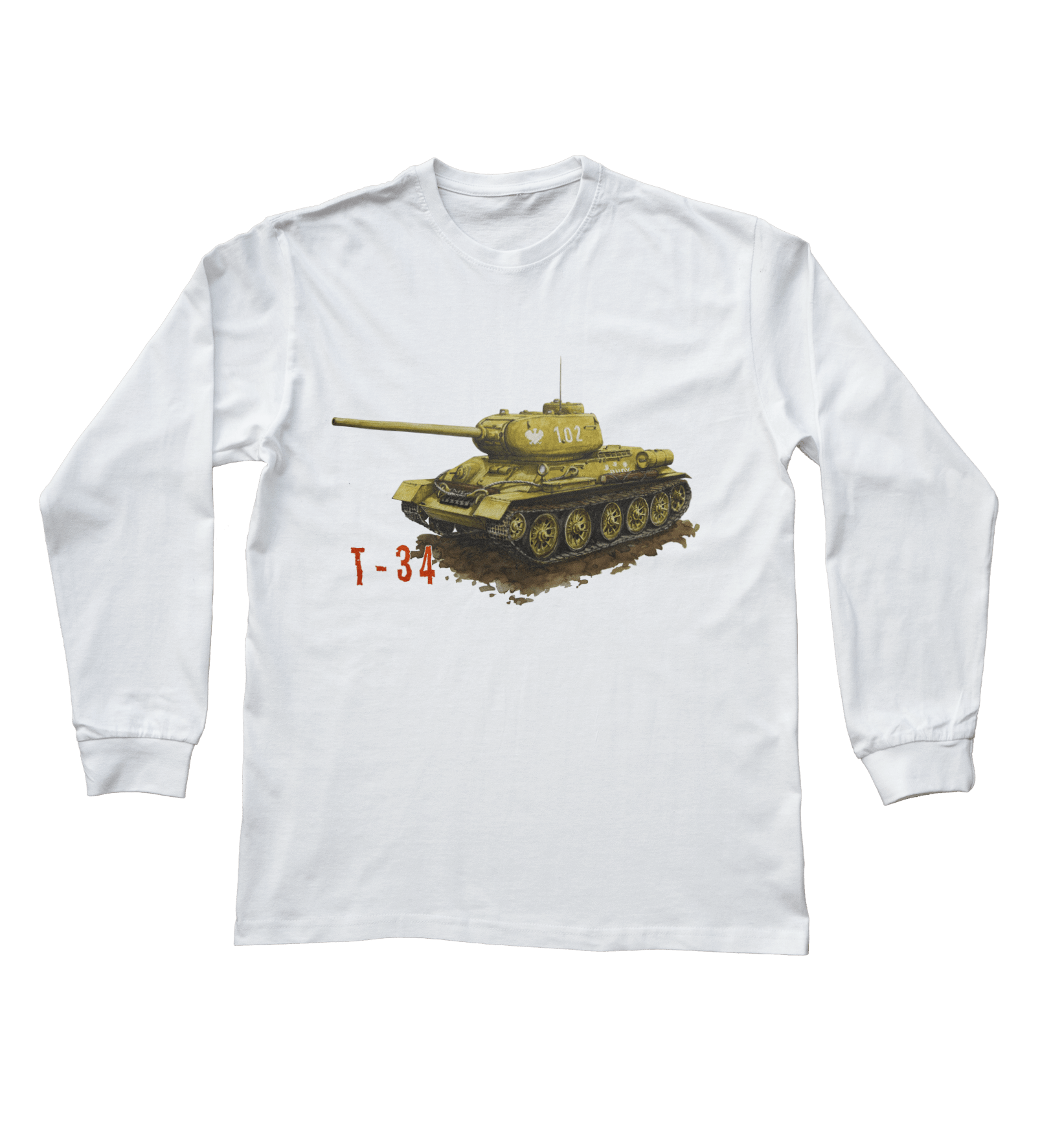 T-34 — bluzka z długim rękawem (Rozmiar: 3 - 4 lata; Kolor koszulki: biały; Rodzaj nadruku: T-34)
