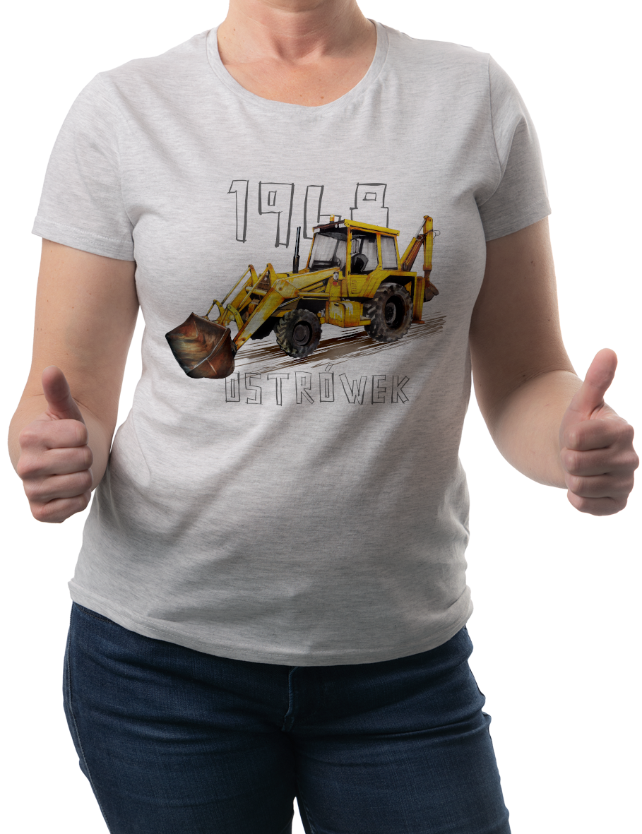 Ostrówek — koszulka (Kolor koszulki: jasnoszary melanż; Rozmiar: L (damska); Rodzaj nadruku: Ostrówek)