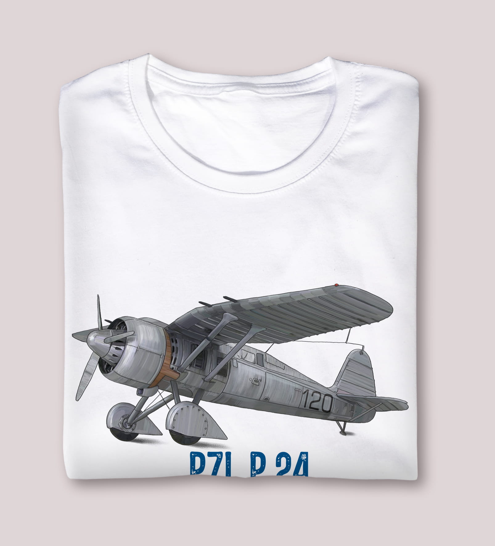 PZL P.24 — koszulka (Kolor koszulki: biały; Rozmiar: 12 - 14 lat; Rodzaj nadruku: PZL P.24)