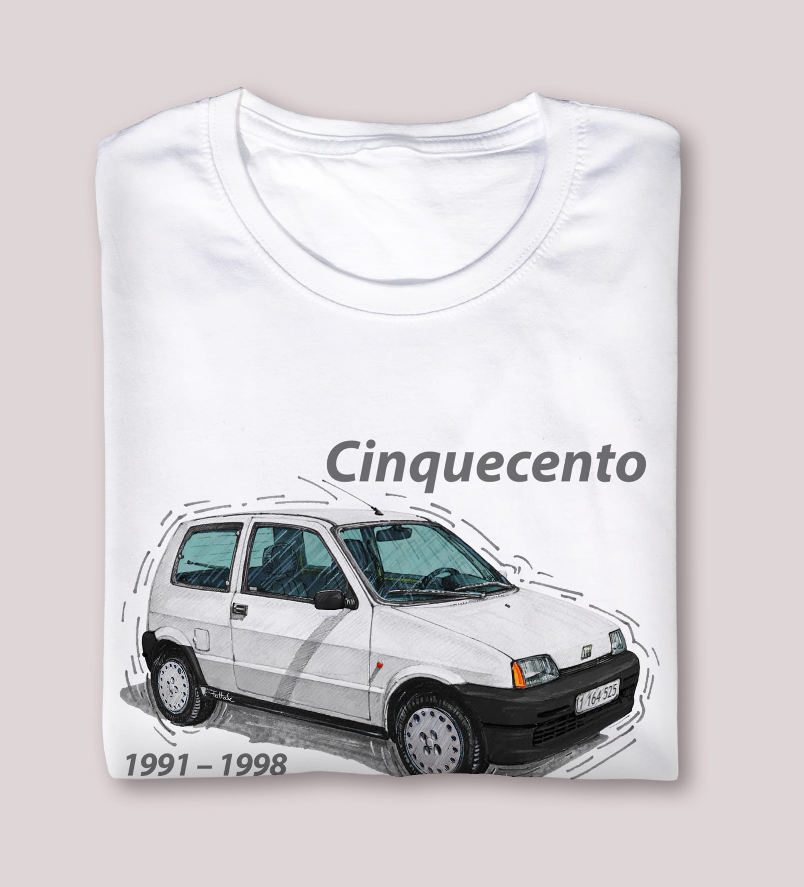 Cinquecento — koszulka (Kolor koszulki: biały; Rozmiar: 12 - 14 lat; Rodzaj nadruku: Cinquecento)