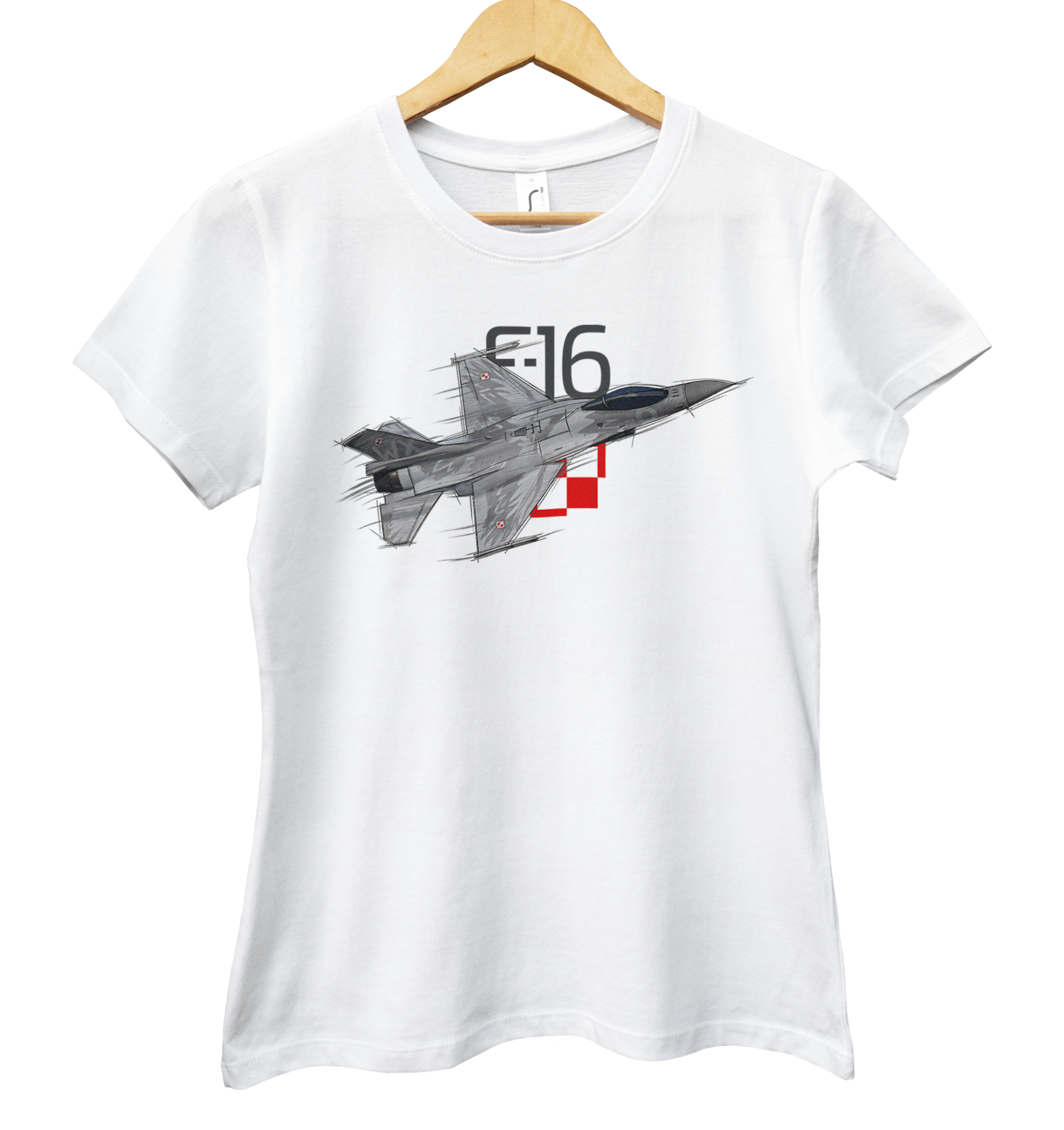 F-16 — koszulka (Kolor koszulki: biały; Rozmiar: S (damska); Rodzaj nadruku: F-16)