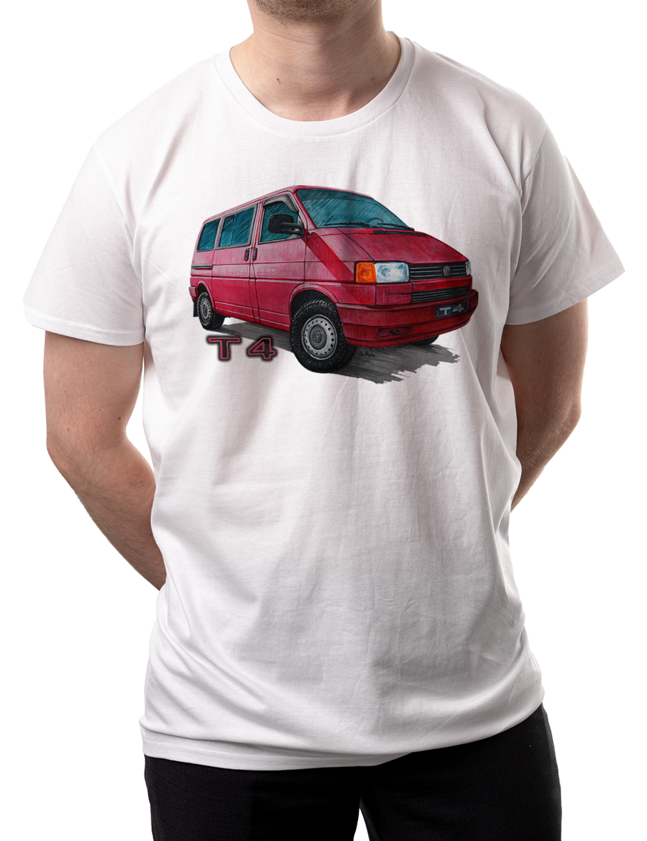 VW T4 — koszulka (Kolor koszulki: biały; Rozmiar: XS (męska); Rodzaj nadruku: VW T4)