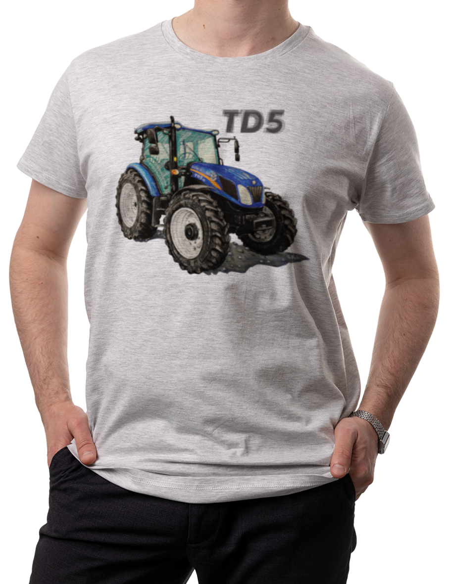 New Holland — koszulka (Kolor koszulki: jasnoszary melanż; Rozmiar: XL (męska); Rodzaj nadruku: New Holland)