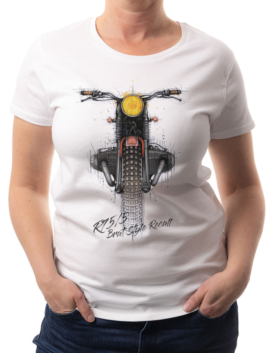 BMW R 75/5 — koszulka (Kolor koszulki: biały; Rozmiar: XL (damska); Rodzaj nadruku: R 75/5)