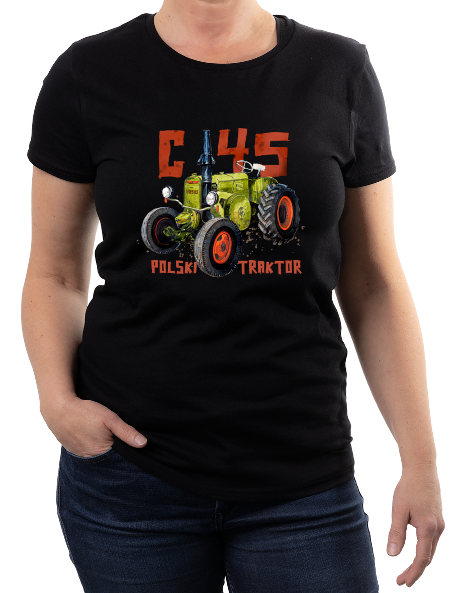 Ursus C-45 — koszulka (Kolor koszulki: czarny; Rozmiar: 3XL (damska); Rodzaj nadruku: Ursus C-45)