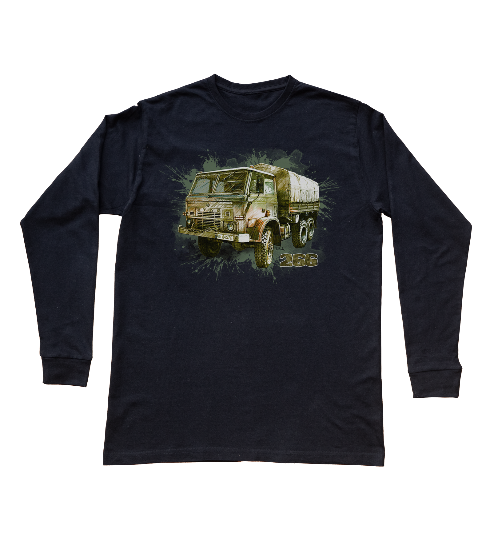 Star 266 — bluzka z długim rękawem (Rozmiar: L (dorosła); Kolor koszulki: czarny; Rodzaj nadruku: Star 266)