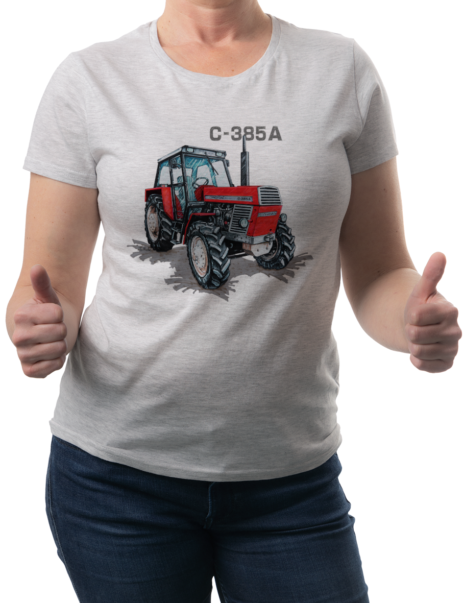 Ursus C-385A — koszulka (Kolor koszulki: jasnoszary melanż; Rozmiar: XXL (damska); Rodzaj nadruku: Ursus C-385A)