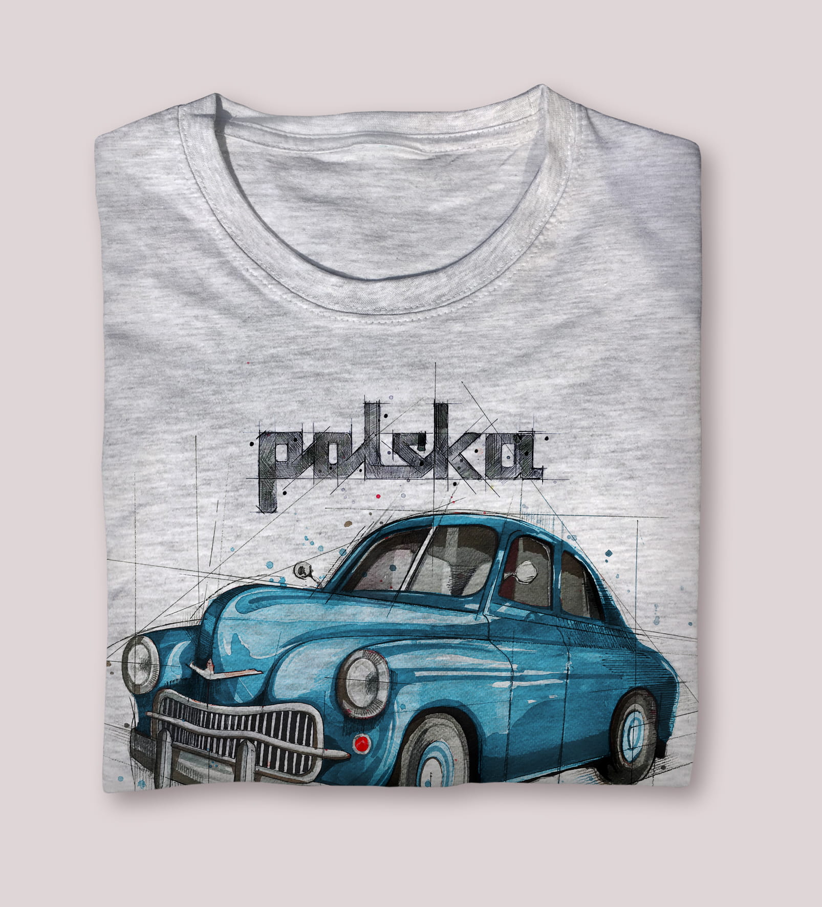 Warszawa — koszulka (Kolor koszulki: jasnoszary melanż; Rozmiar: S (męska); Rodzaj nadruku: Warszawa)