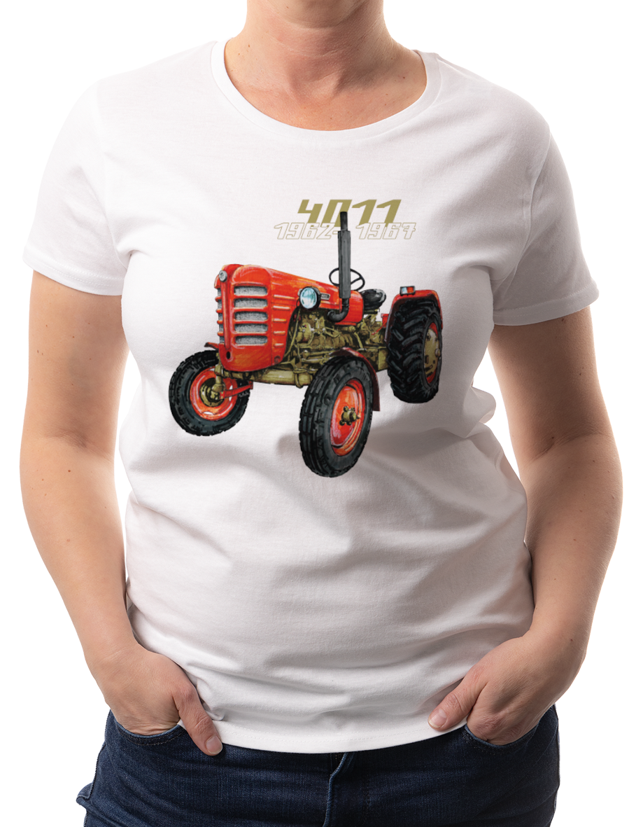 Zetor 4011 — koszulka (Kolor koszulki: biały; Rozmiar: 3XL (damska); Rodzaj nadruku: Zetor 4011)