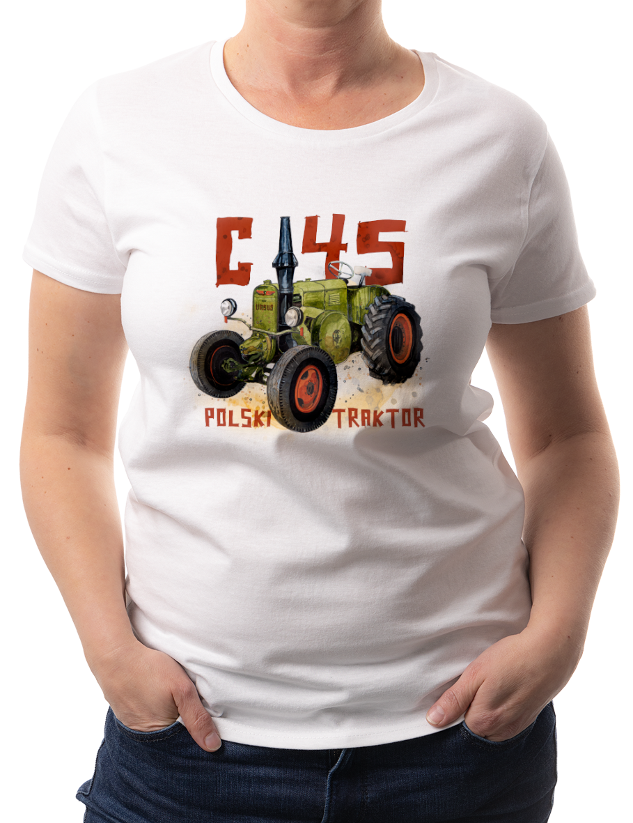 Ursus C-45 — koszulka (Kolor koszulki: biały; Rozmiar: XL (damska); Rodzaj nadruku: Ursus C-45)
