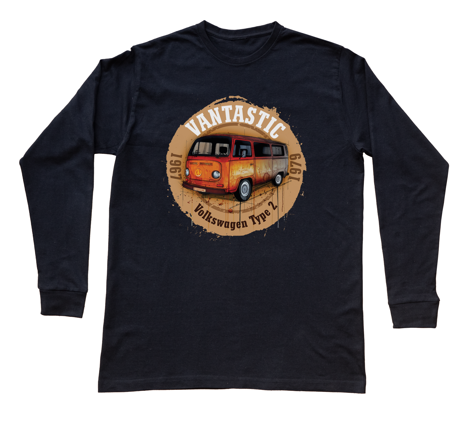 VW T2 — bluzka z długim rękawem (Rozmiar: 5 - 6 lat; Kolor koszulki: czarny; Rodzaj nadruku: VW T2)