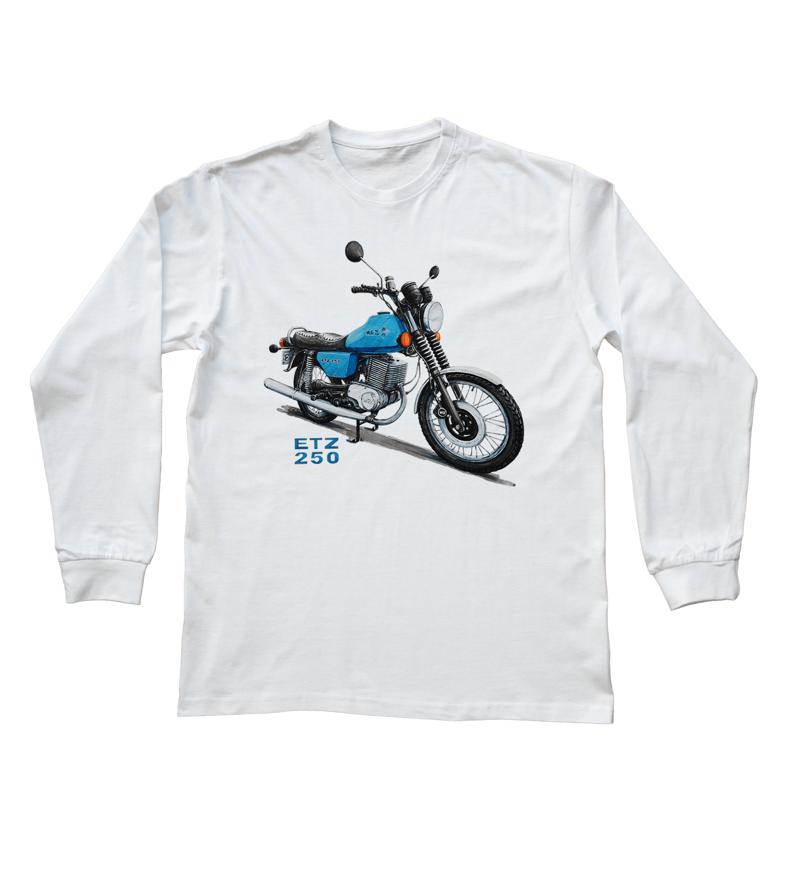 MZ ETZ 250 — bluzka z długim rękawem (Rozmiar: XXL (dorosła); Kolor koszulki: biały; Rodzaj nadruku: MZ ETZ 250)