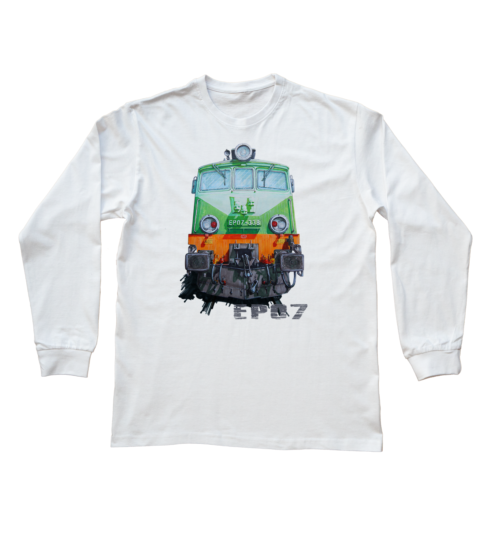 EP07 — bluzka z długim rękawem (Rozmiar: S (dorosła); Kolor koszulki: biały; Rodzaj nadruku: EP07)