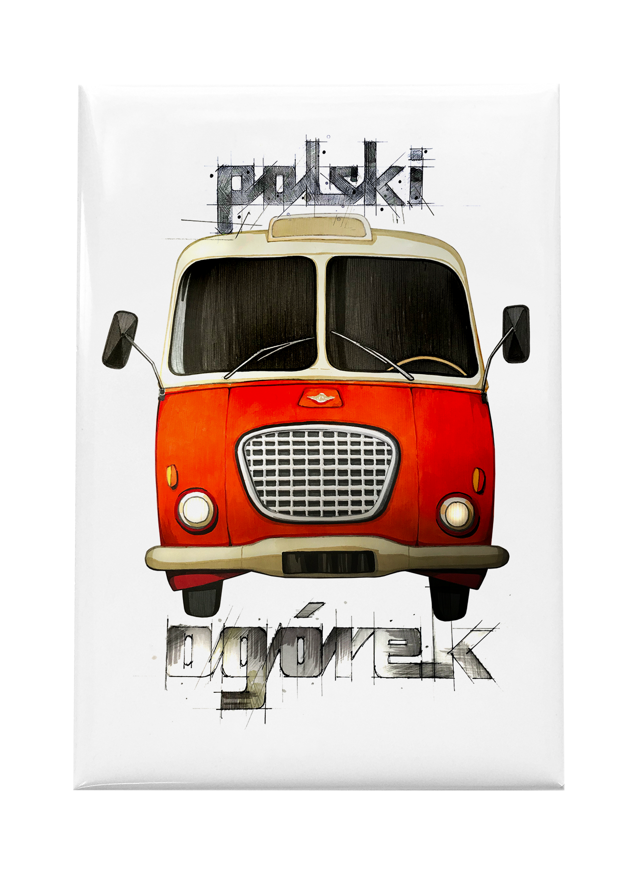 Ogórek — magnes (Kolor nadruku: czerwony; Rodzaj nadruku: Ogórek)