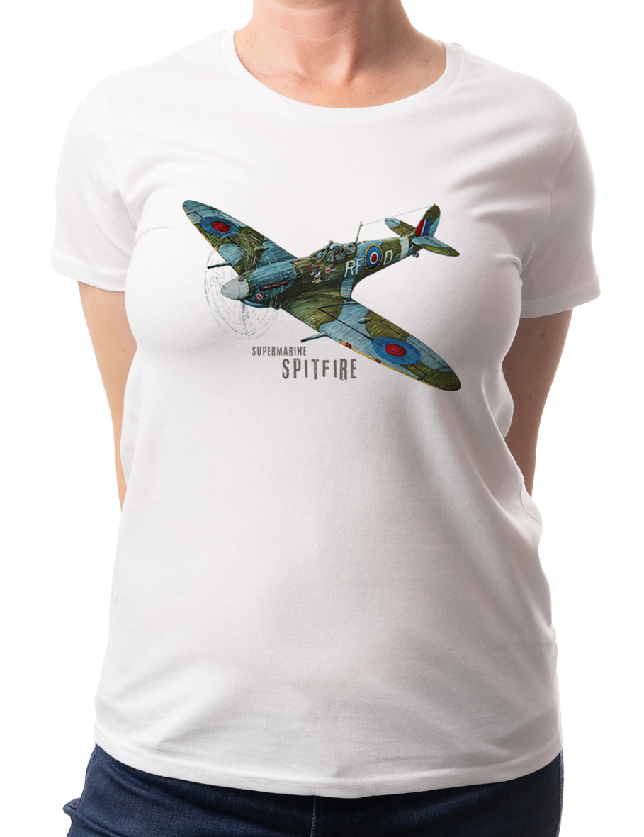 Supermarine Spitfire — koszulka (Kolor koszulki: biały; Rozmiar: XXL (damska); Rodzaj nadruku: Supermarine Spitfire)