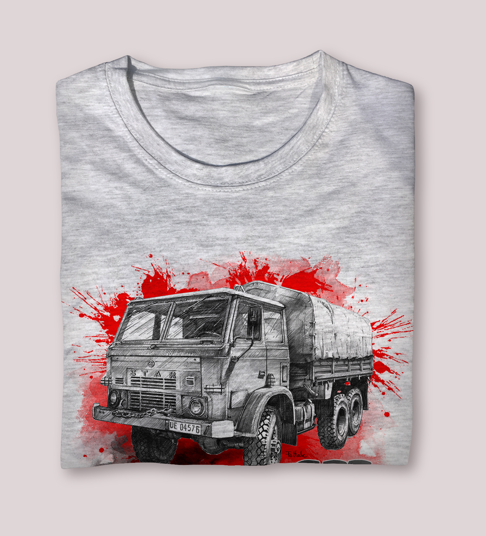 Star 266 — koszulka (Kolor koszulki: jasnoszary melanż; Rozmiar: 9 - 11 lat; Rodzaj nadruku: Star 266)