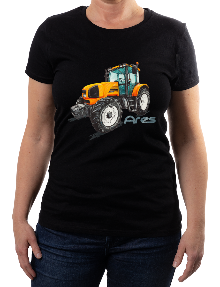 Renault Ares — koszulka (Kolor koszulki: czarny; Rozmiar: XL (damska); Rodzaj nadruku: Renault Ares)