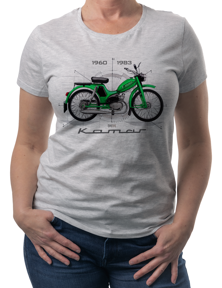 Komar — koszulka (Kolor koszulki: jasnoszary melanż; Rozmiar: L (damska); Rodzaj nadruku: Komar)