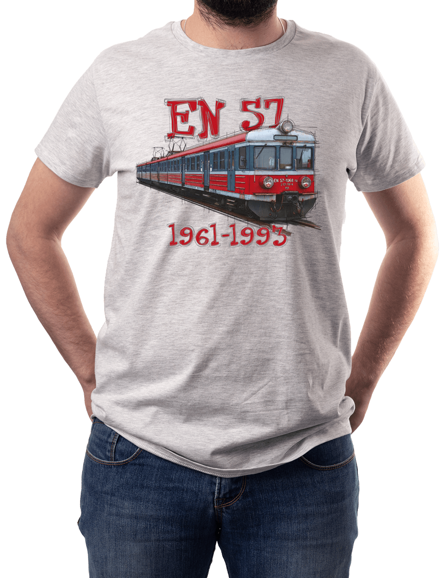 EN57 Regio — koszulka (Kolor koszulki: jasnoszary melanż; Rozmiar: XL (męska); Rodzaj nadruku: EN57 Regio)