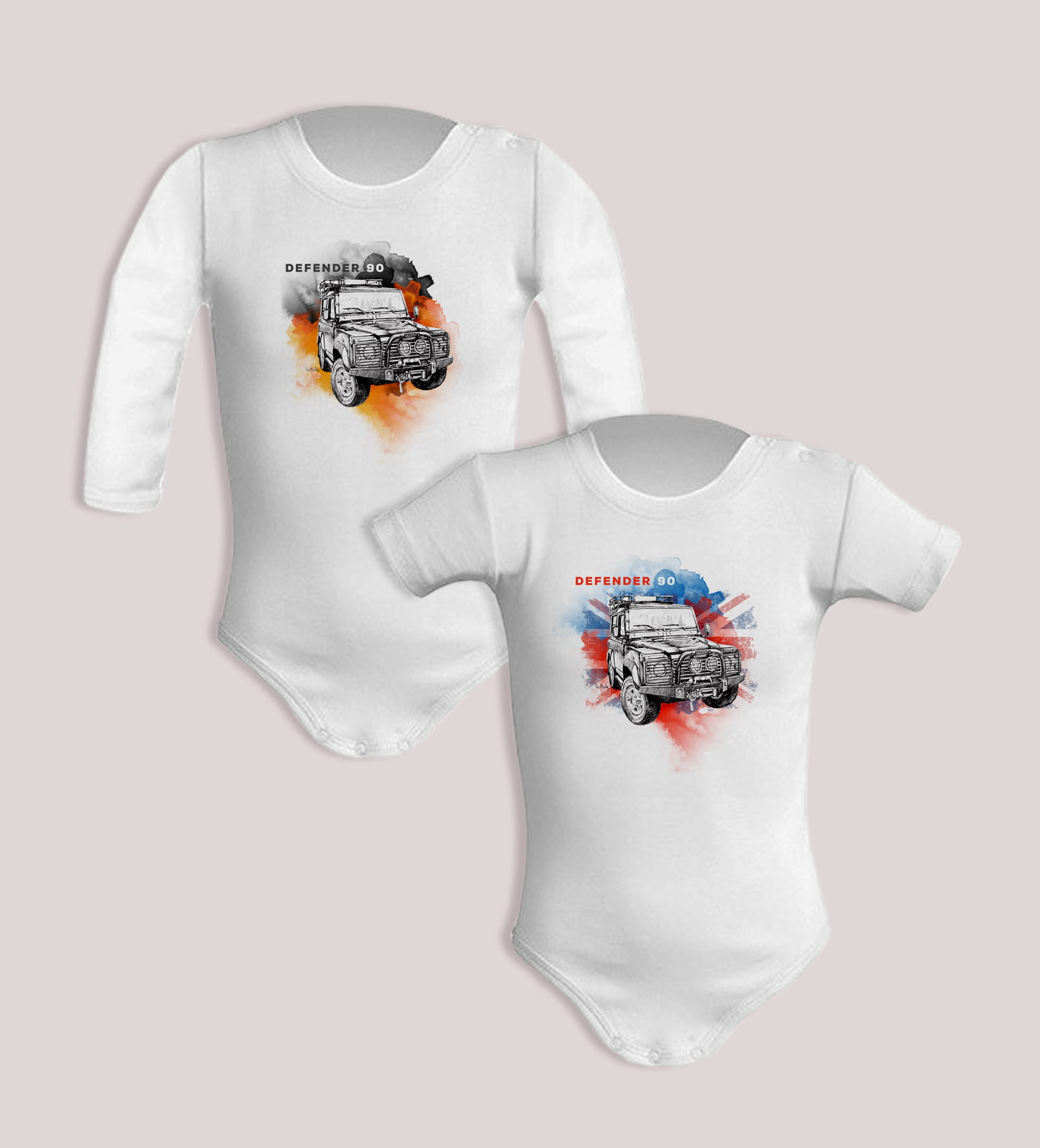 Land Rover — body (Rozmiar: 9M; Długość rękawa: krótki; Kolor nadruku: czarno-żółty; Rodzaj nadruku: Defender)