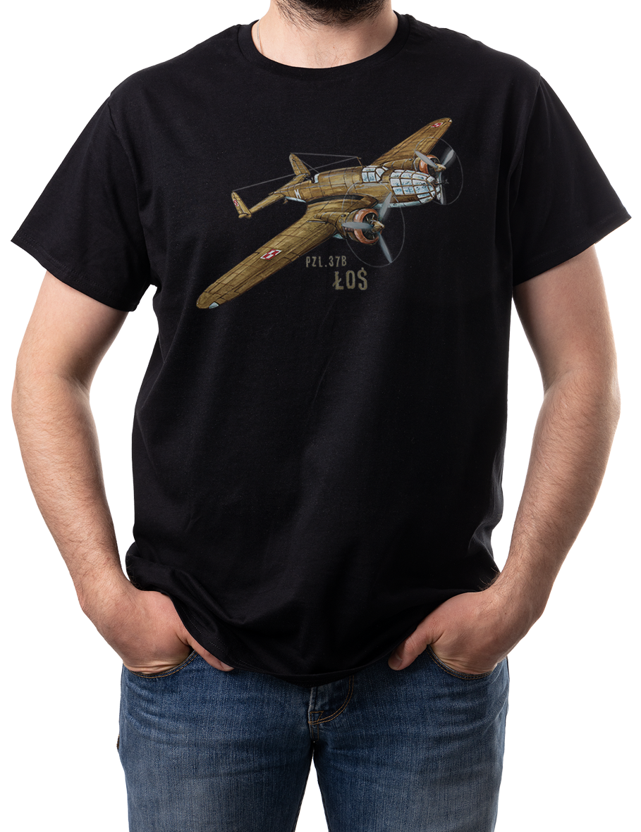 Łoś — koszulka (Kolor koszulki: czarny; Rozmiar: 7 - 8 lat; Rodzaj nadruku: Łoś)