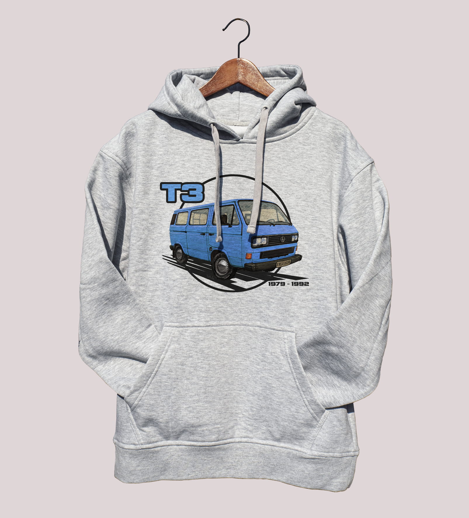 VW T3 — bluza (Rozmiar: L; Kolor bluzy: szary; Rodzaj nadruku: VW T3)