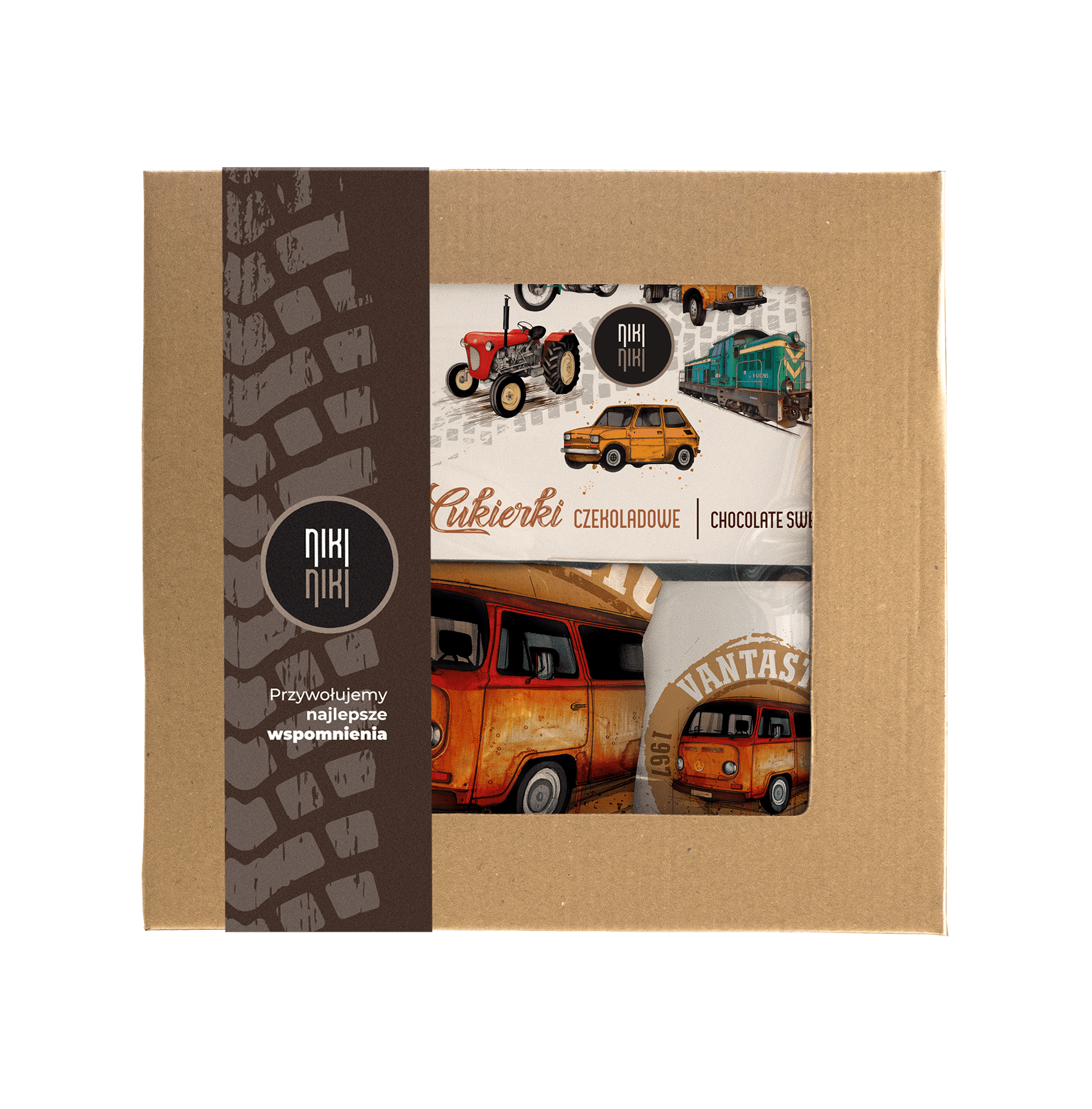 VW T2 — paczka (Zawartość paczki: koszulka, torba, kubek, słodycze; Rozmiar koszulki / bluzy: 1 rok; Kolor koszulki / bluzy: biały; Rodzaj nadruku: VW