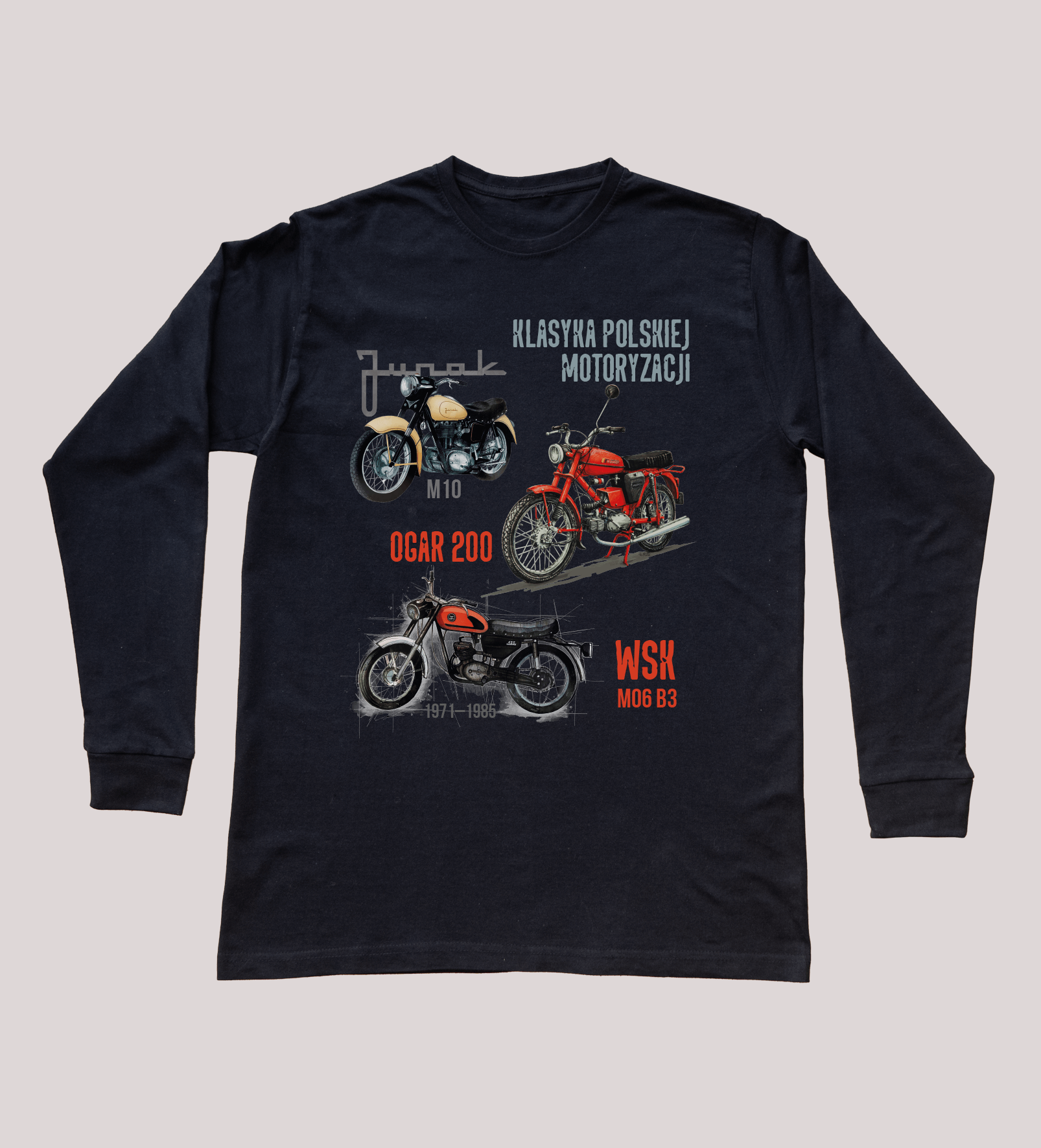 Bluzka z długim rękawem dla motocyklisty (Rozmiar: 7 - 8 lat; Kolor koszulki: czarny; Rodzaj nadruku: MOTMIX)