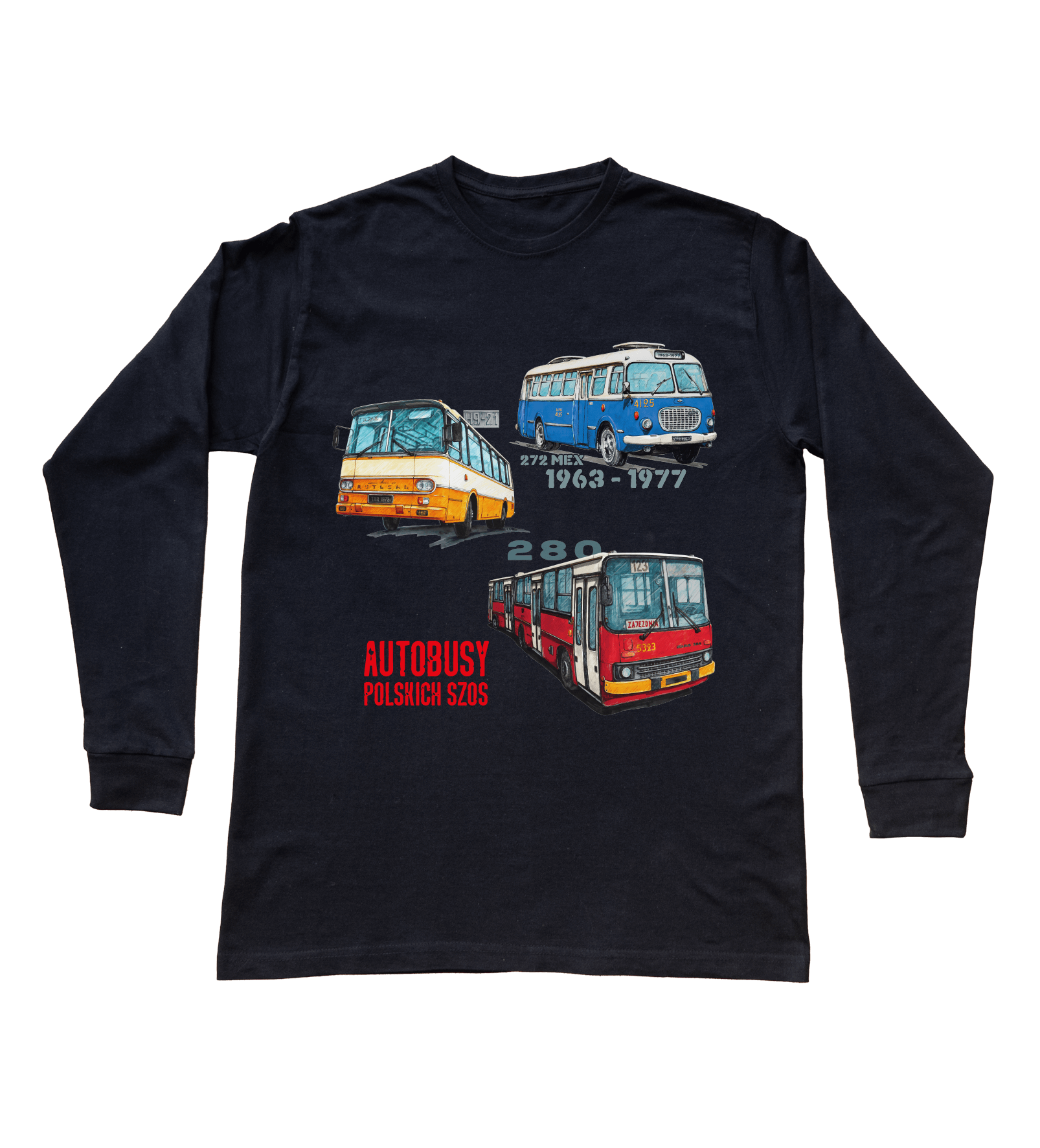 Bluzka z długim rękawem dla kierowcy autobusu (Rozmiar: XS (dorosła); Kolor koszulki: czarny; Rodzaj nadruku: BUSMIX)