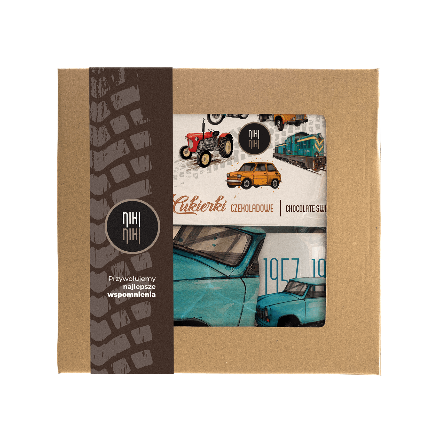 Trabant — paczka (Zawartość paczki: koszulka, torba, kubek, słodycze; Rozmiar koszulki / bluzy: 5XL (męska); Kolor koszulki / bluzy: biały; Rodzaj nad