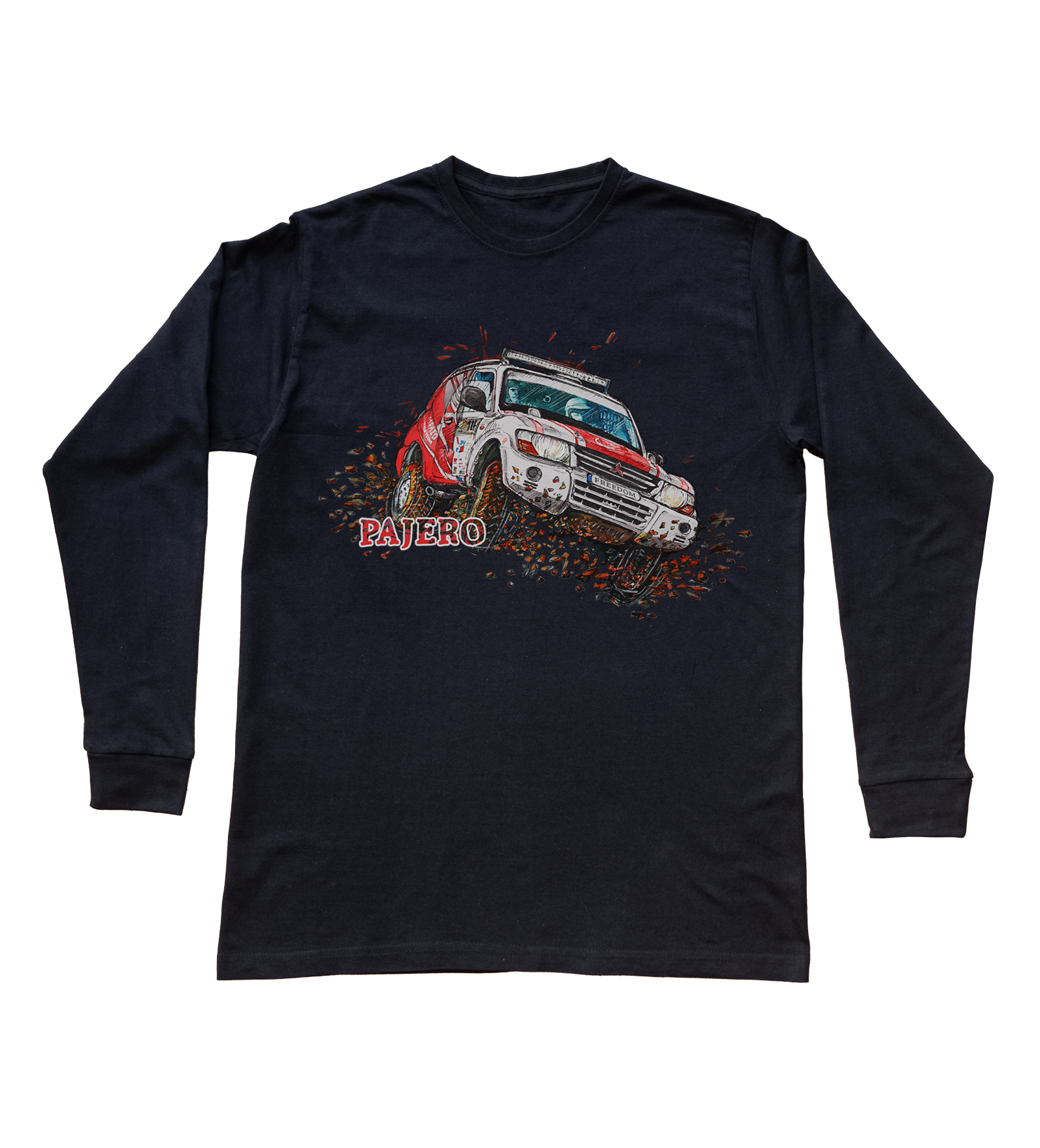 Mitsubishi Pajero — bluzka z długim rękawem (Rozmiar: 5 - 6 lat; Kolor koszulki: czarny; Rodzaj nadruku: Mitsubishi Pajero)