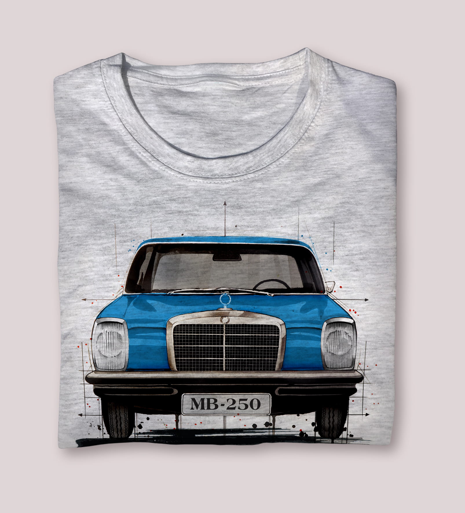 Mercedes-Benz — koszulka (Kolor koszulki: jasnoszary melanż; Rozmiar: 9 - 11 lat; Rodzaj nadruku: Mercedes-Benz)