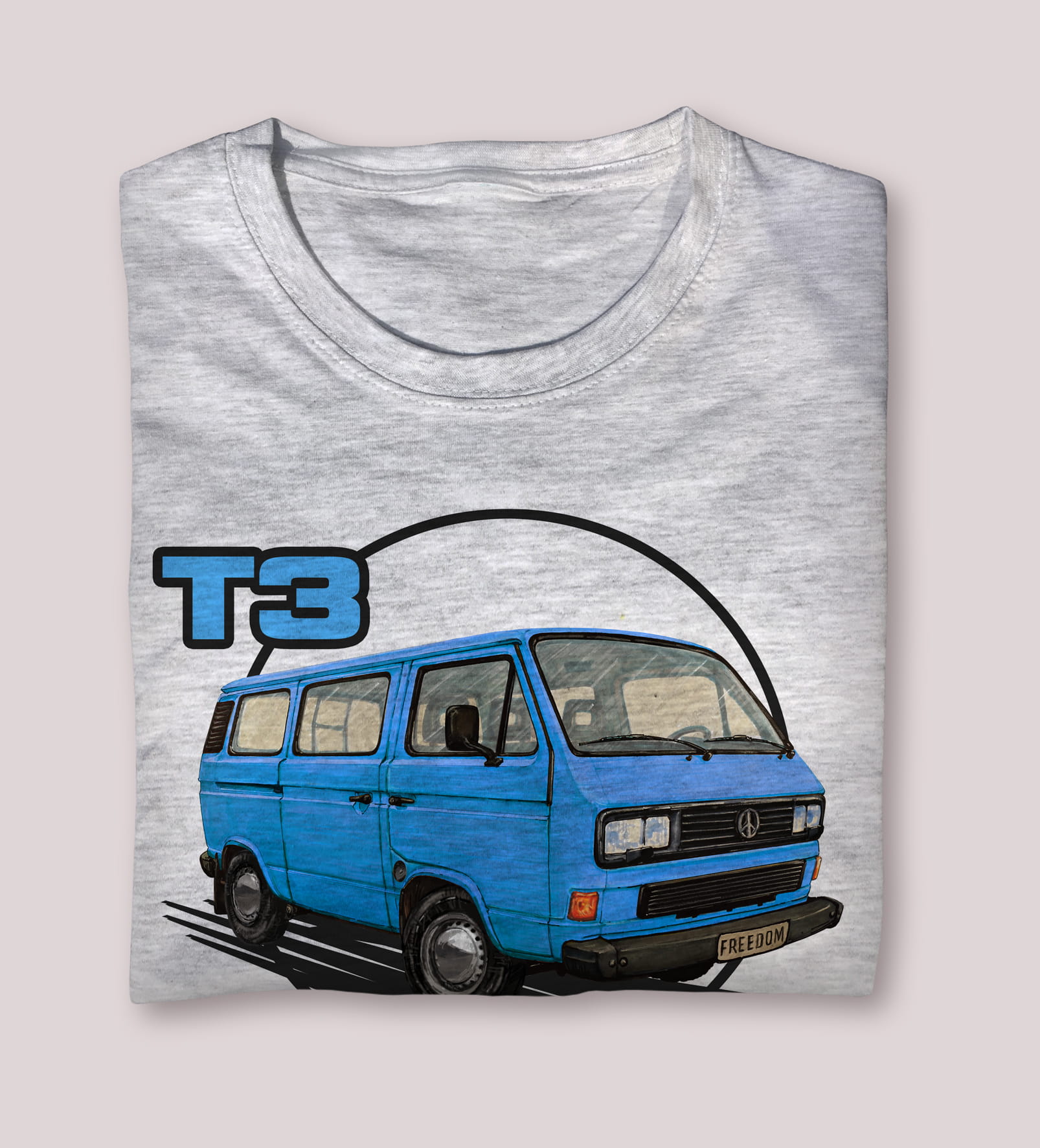 VW T3 — koszulka (Kolor koszulki: jasnoszary melanż; Rozmiar: 9 - 11 lat; Rodzaj nadruku: VW T3)