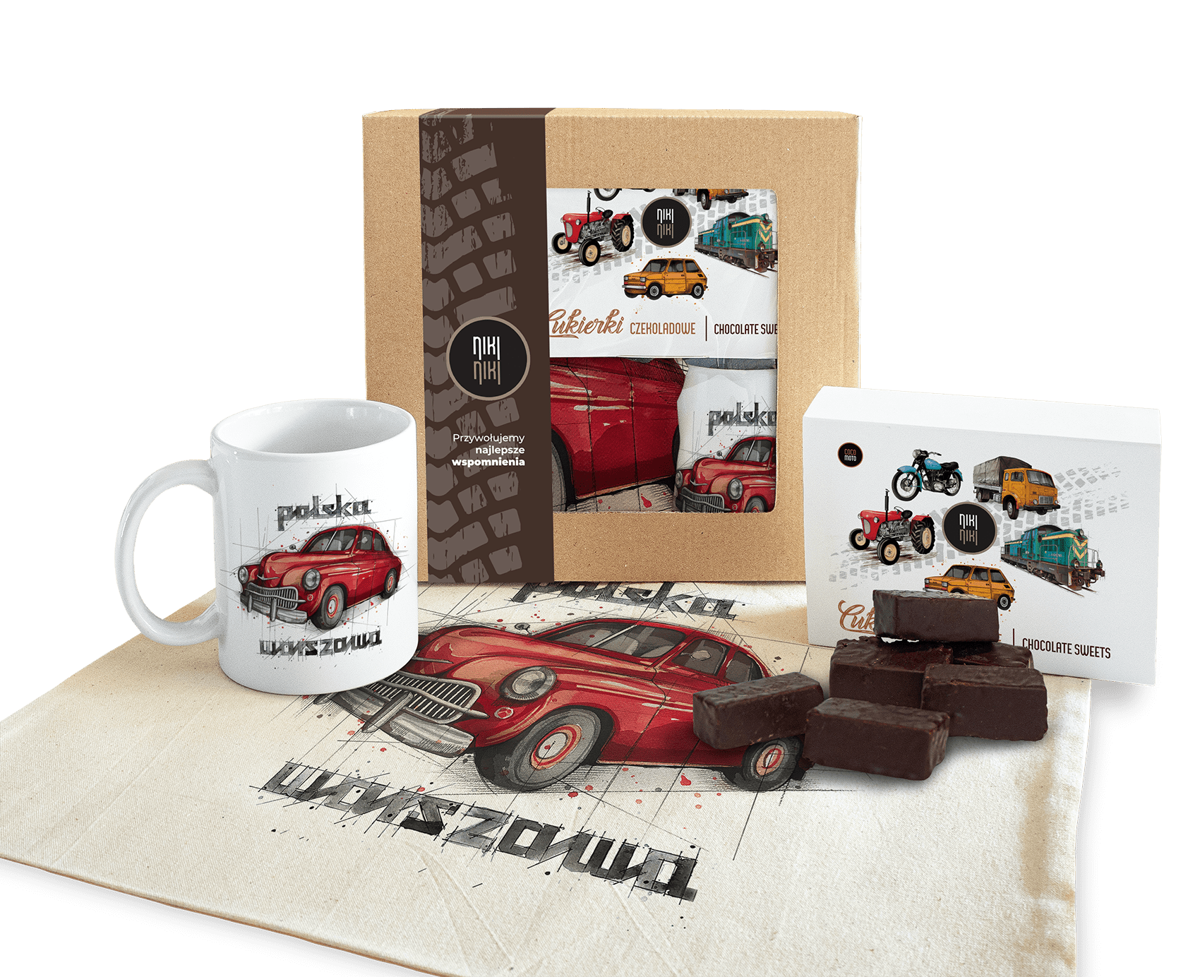 Warszawa — paczka (Zawartość paczki: koszulka - torba - kubek - słodycze; Rozmiar koszulki / bluzy: 4XL (męska); Kolor koszulki / bluzy: jasnoszary me