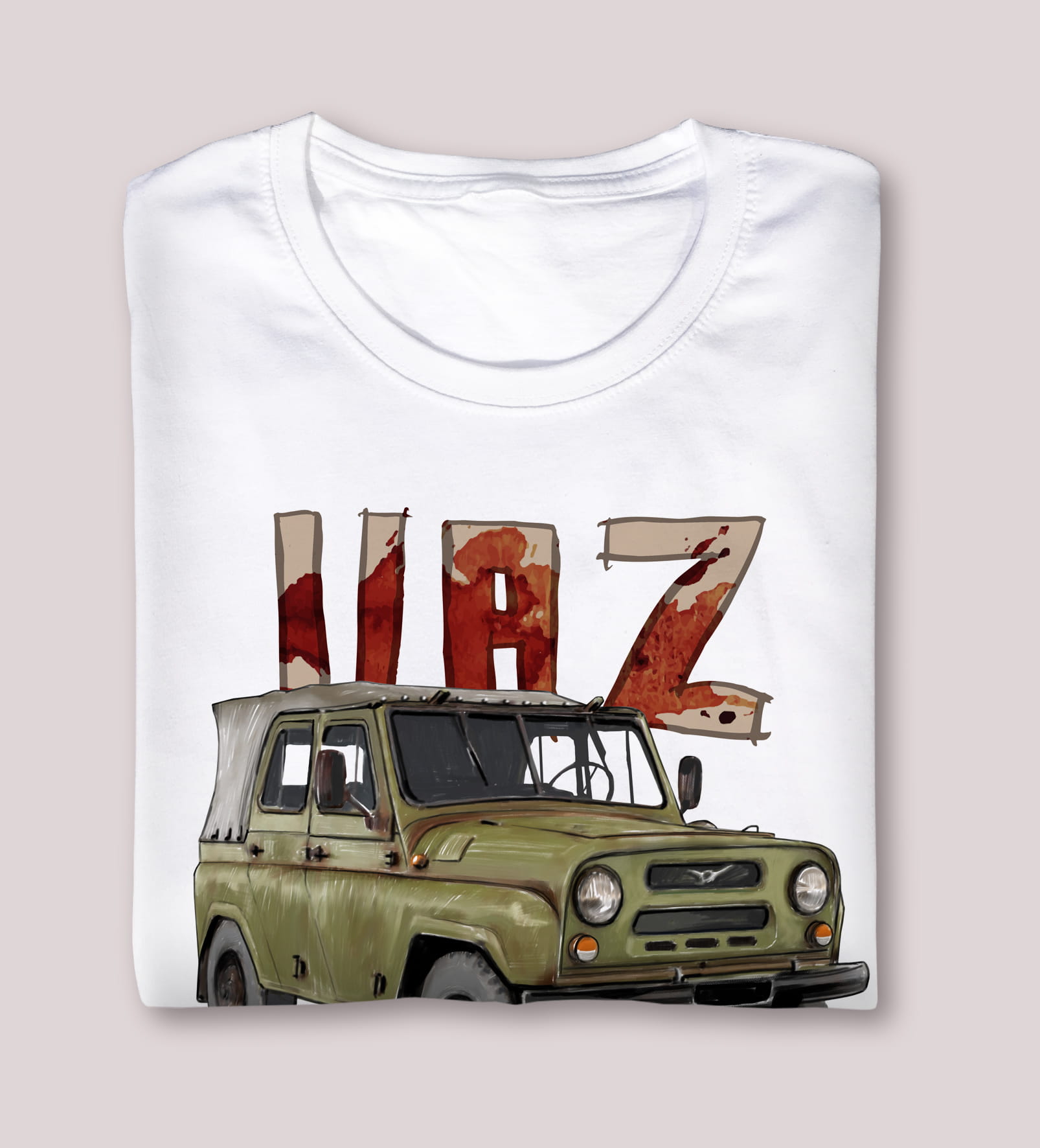 UAZ 469 — koszulka (Kolor koszulki: biały; Rozmiar: M (męska); Rodzaj nadruku: UAZ)