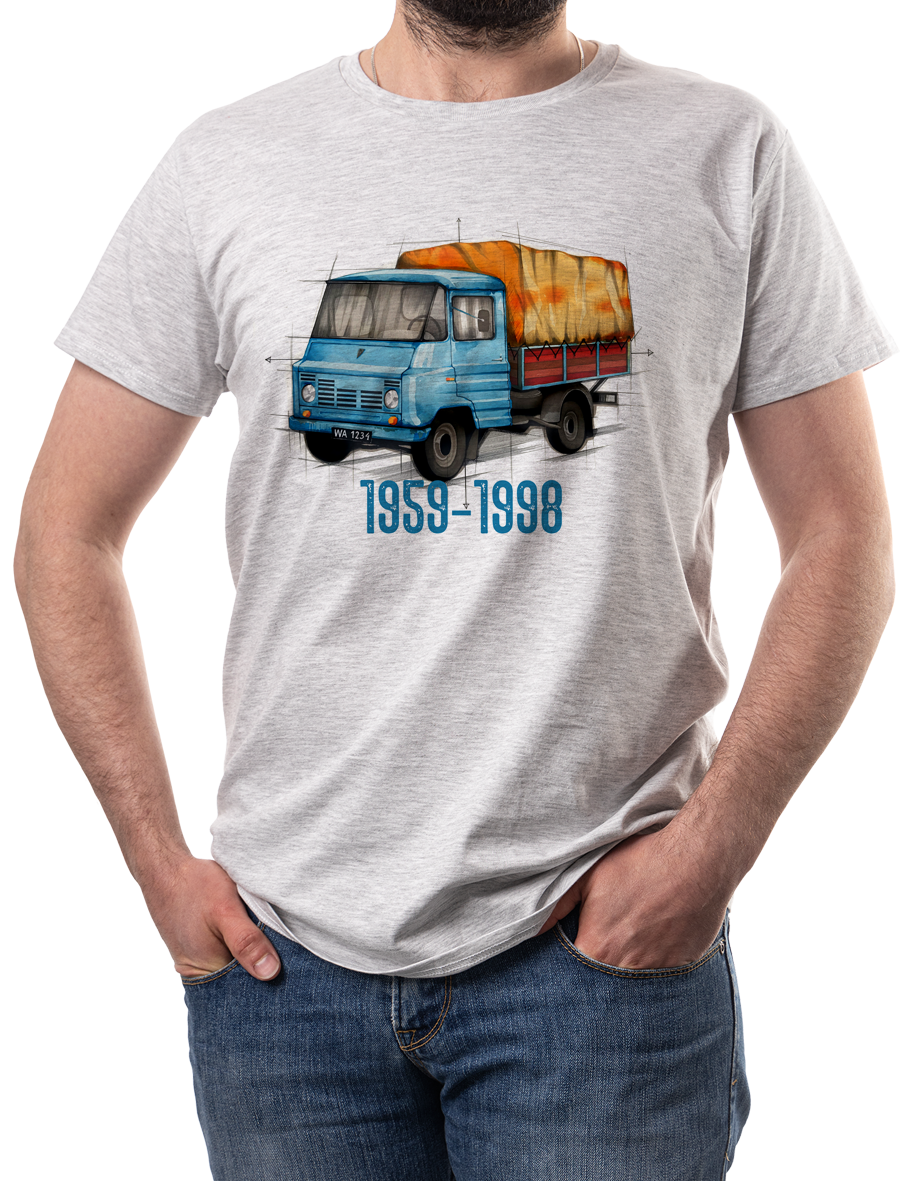 Żuk — koszulka (Kolor koszulki: jasnoszary melanż; Rozmiar: 5XL (męska); Rodzaj nadruku: Żuk)