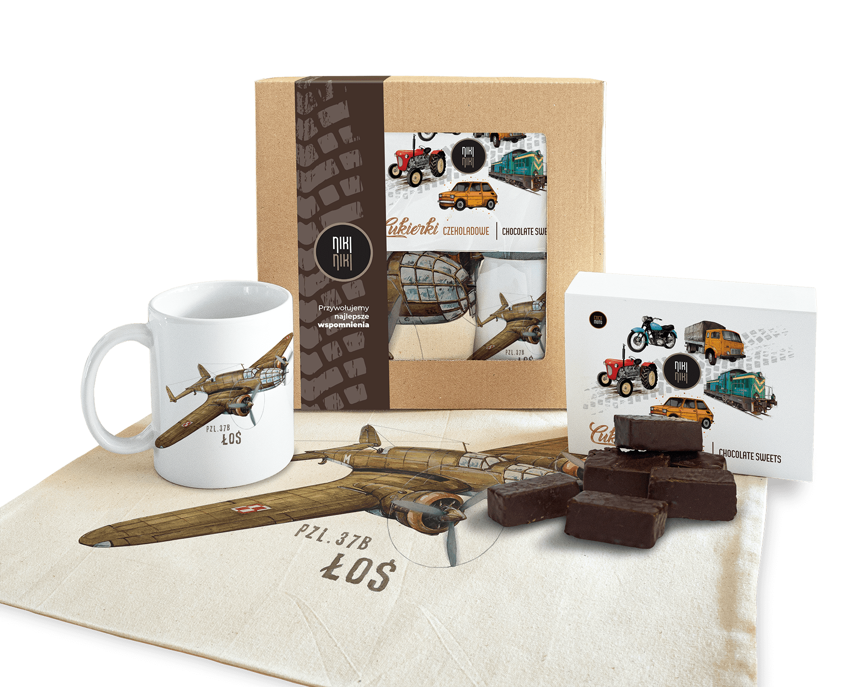 Łoś — paczka (Zawartość paczki: koszulka - torba - kubek - słodycze; Rozmiar koszulki / bluzy: S (męska); Kolor koszulki / bluzy: biały; Rodzaj nadruk