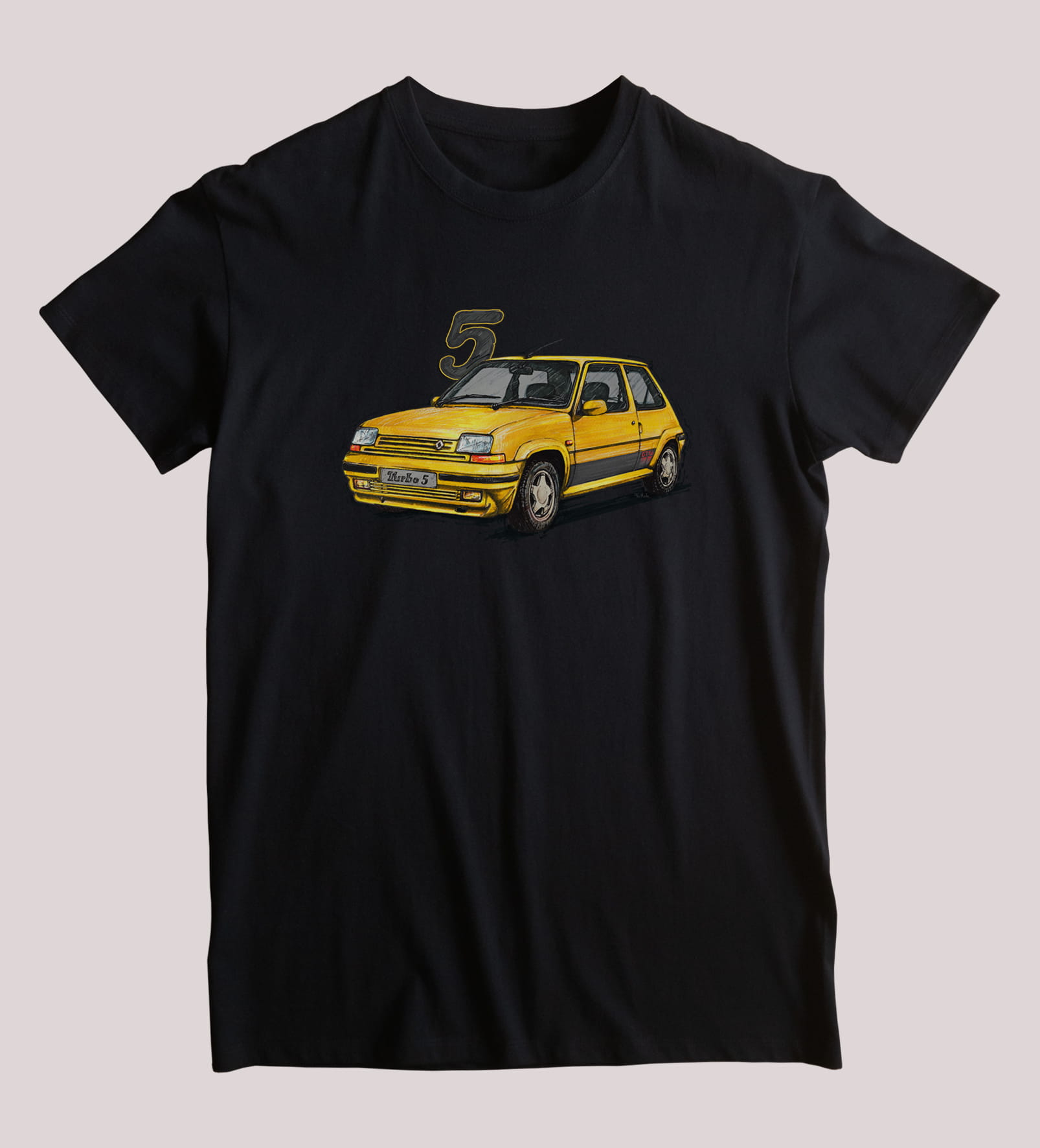 Renault 5 — koszulka (Kolor koszulki: czarny; Rozmiar: 7 - 8 lat; Rodzaj nadruku: Renault 5)