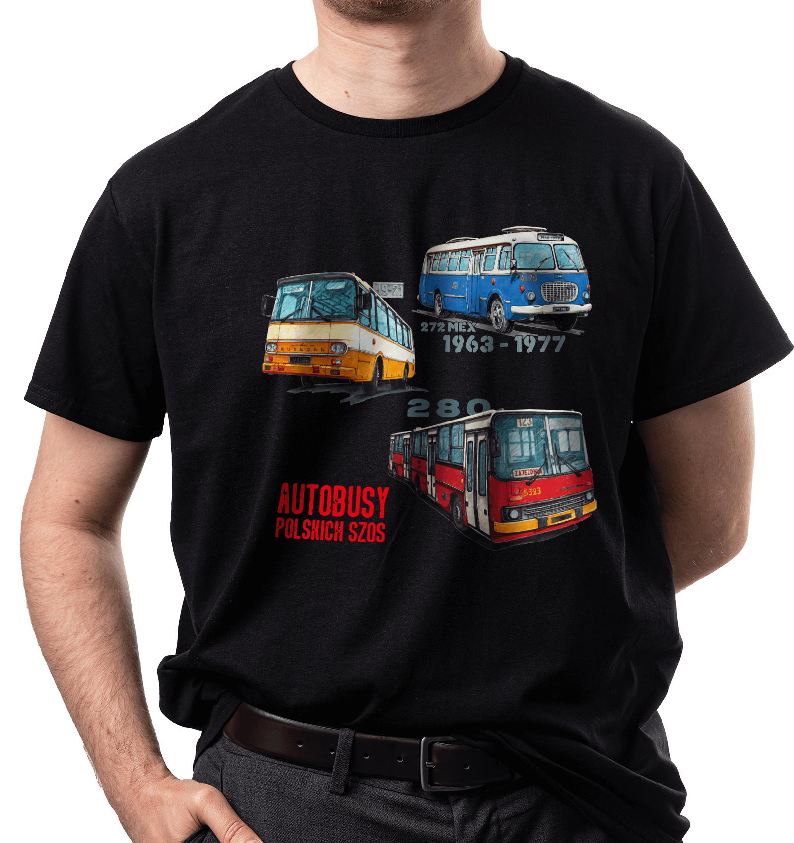 Koszulka dla kierowcy autobusu (Kolor koszulki: czarny; Rozmiar: 5XL (męska); Rodzaj nadruku: BUSMIX)