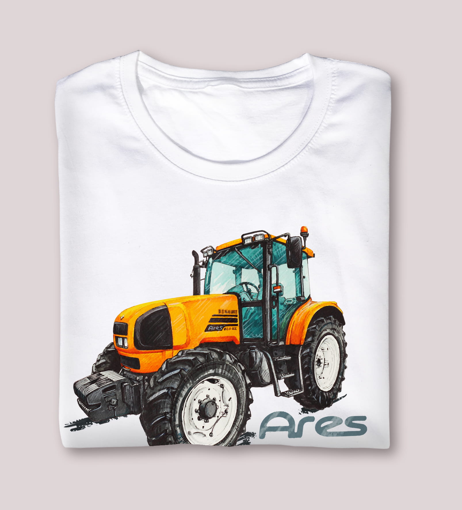 Renault Ares — koszulka (Kolor koszulki: biały; Rozmiar: 7 - 8 lat; Rodzaj nadruku: Renault Ares)