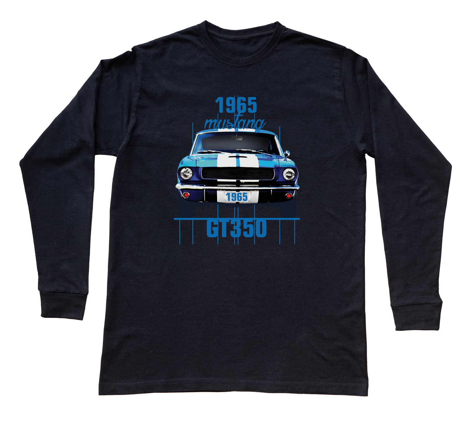 Ford Mustang — bluzka z długim rękawem (Rozmiar: S (dorosła); Kolor koszulki: czarny; Rodzaj nadruku: Ford Mustang)