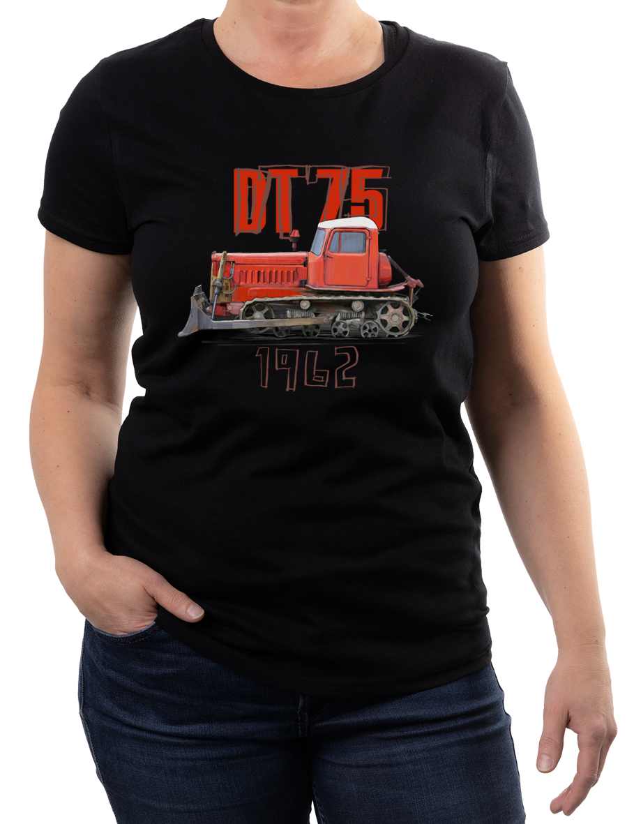 DT-75 — koszulka (Kolor koszulki: czarny; Rozmiar: 3XL (damska); Rodzaj nadruku: DT-75)