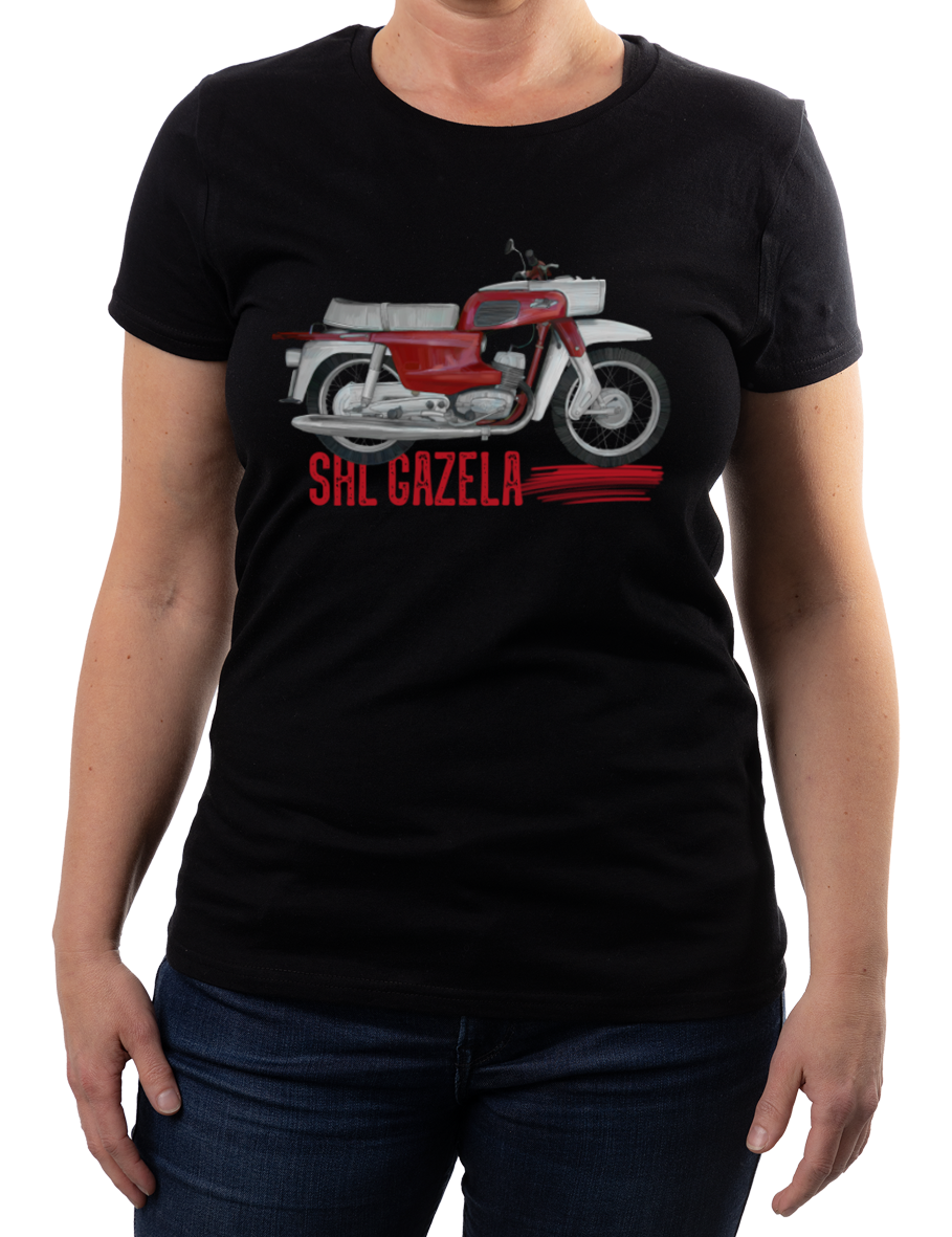SHL M17 Gazela — koszulka (Kolor koszulki: czarny; Rozmiar: XL (damska); Rodzaj nadruku: SHL M17 Gazela)