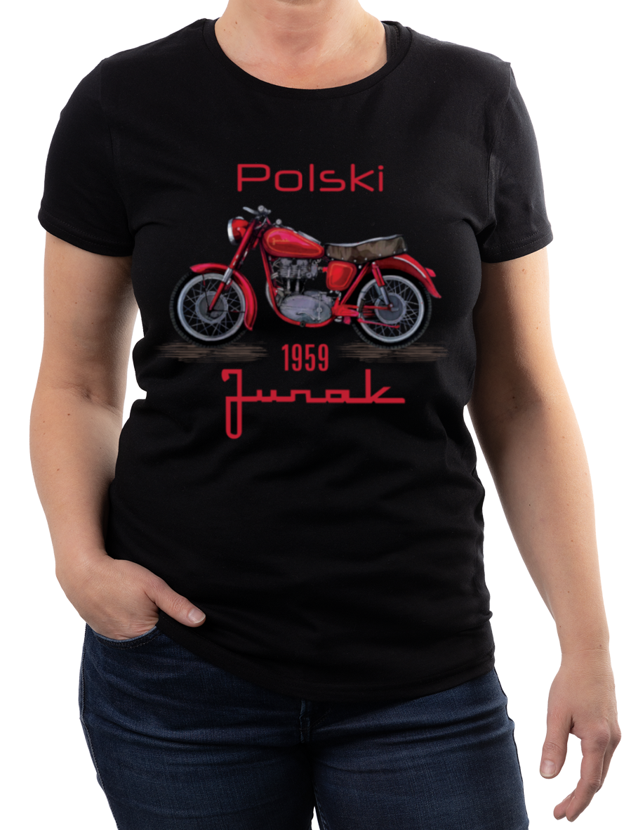Junak — koszulka (Kolor koszulki: czarny; Rozmiar: 3XL (damska); Rodzaj nadruku: Junak)