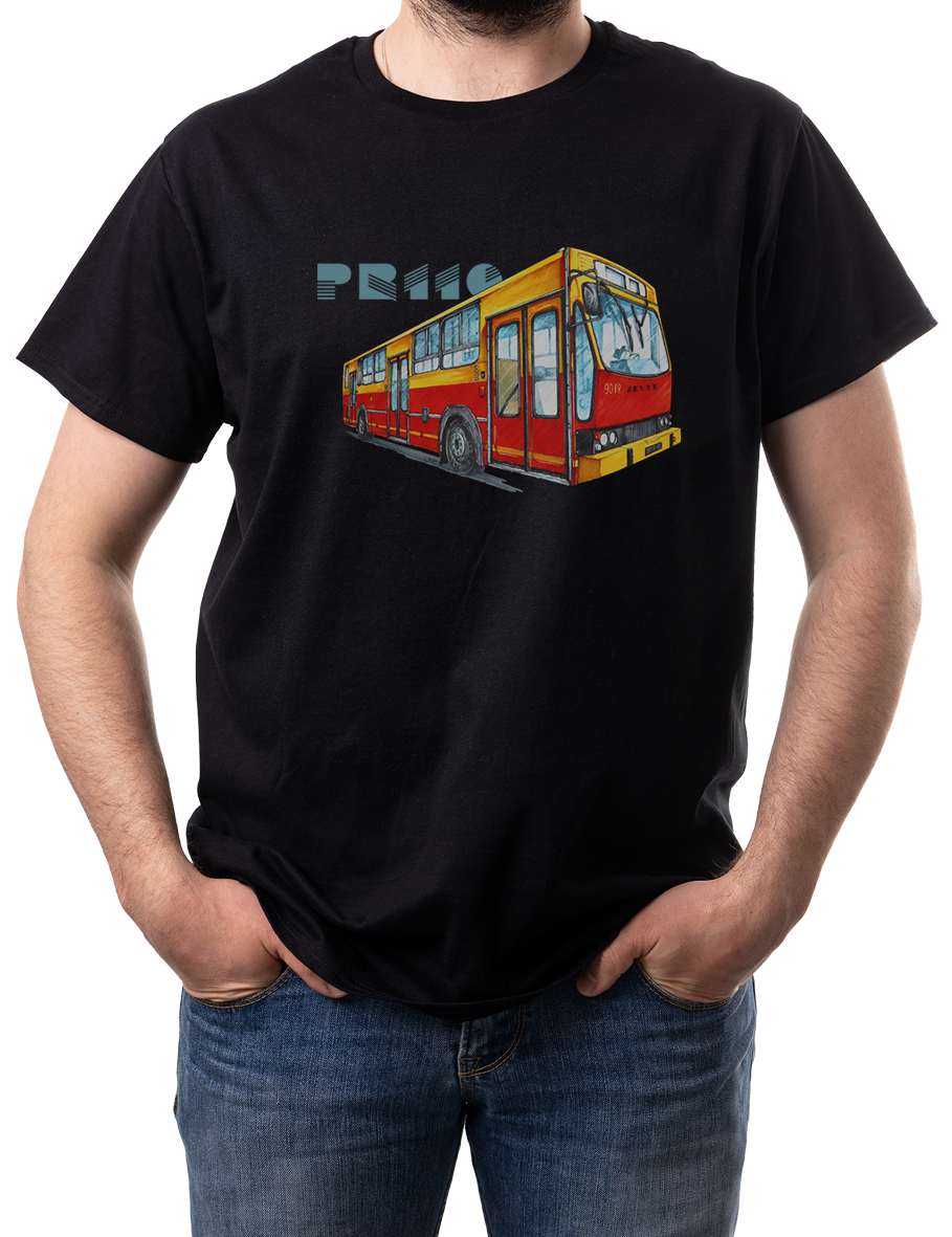 Jelcz PR110 — koszulka (Kolor koszulki: czarny; Rozmiar: 4XL (męska); Rodzaj nadruku: Jelcz PR110)