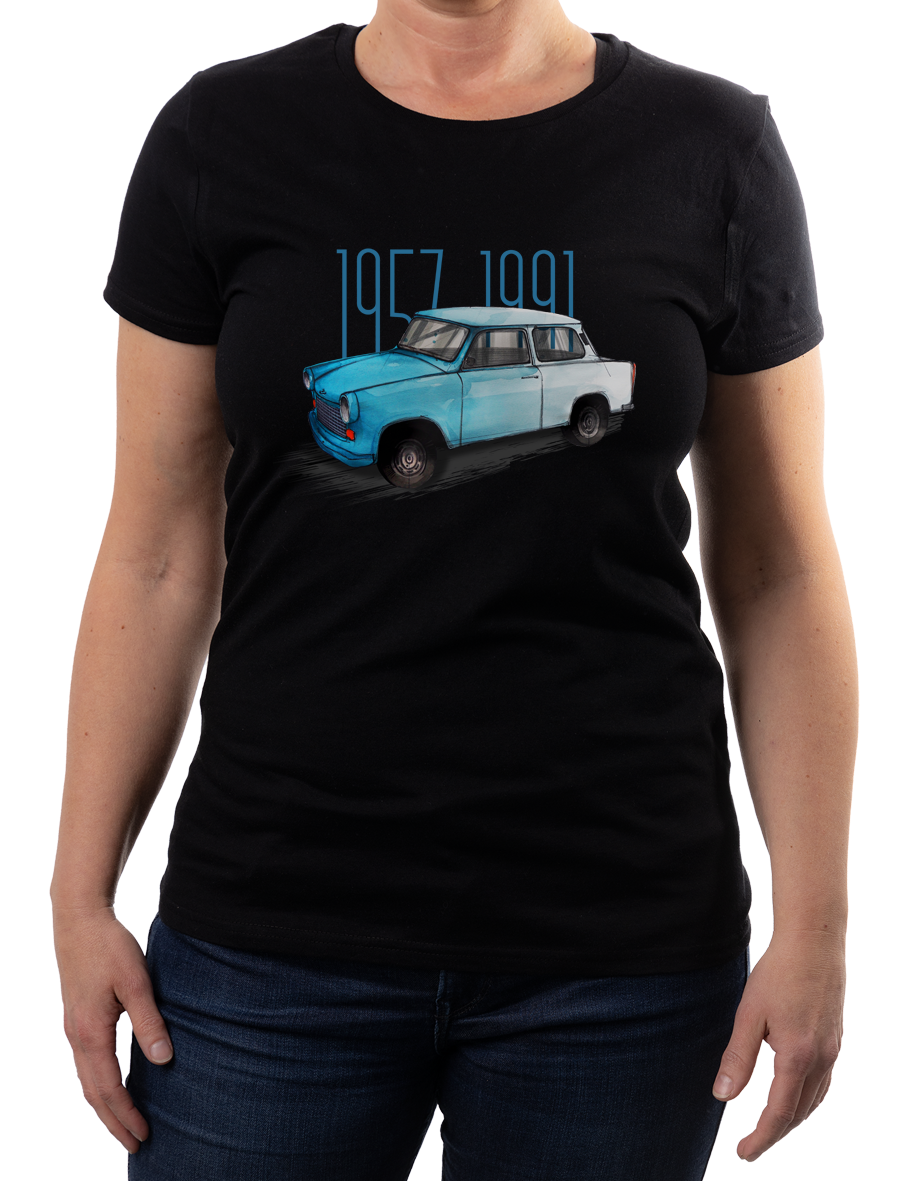 Trabant — koszulka (Kolor koszulki: czarny; Rozmiar: M (damska); Rodzaj nadruku: Trabant)