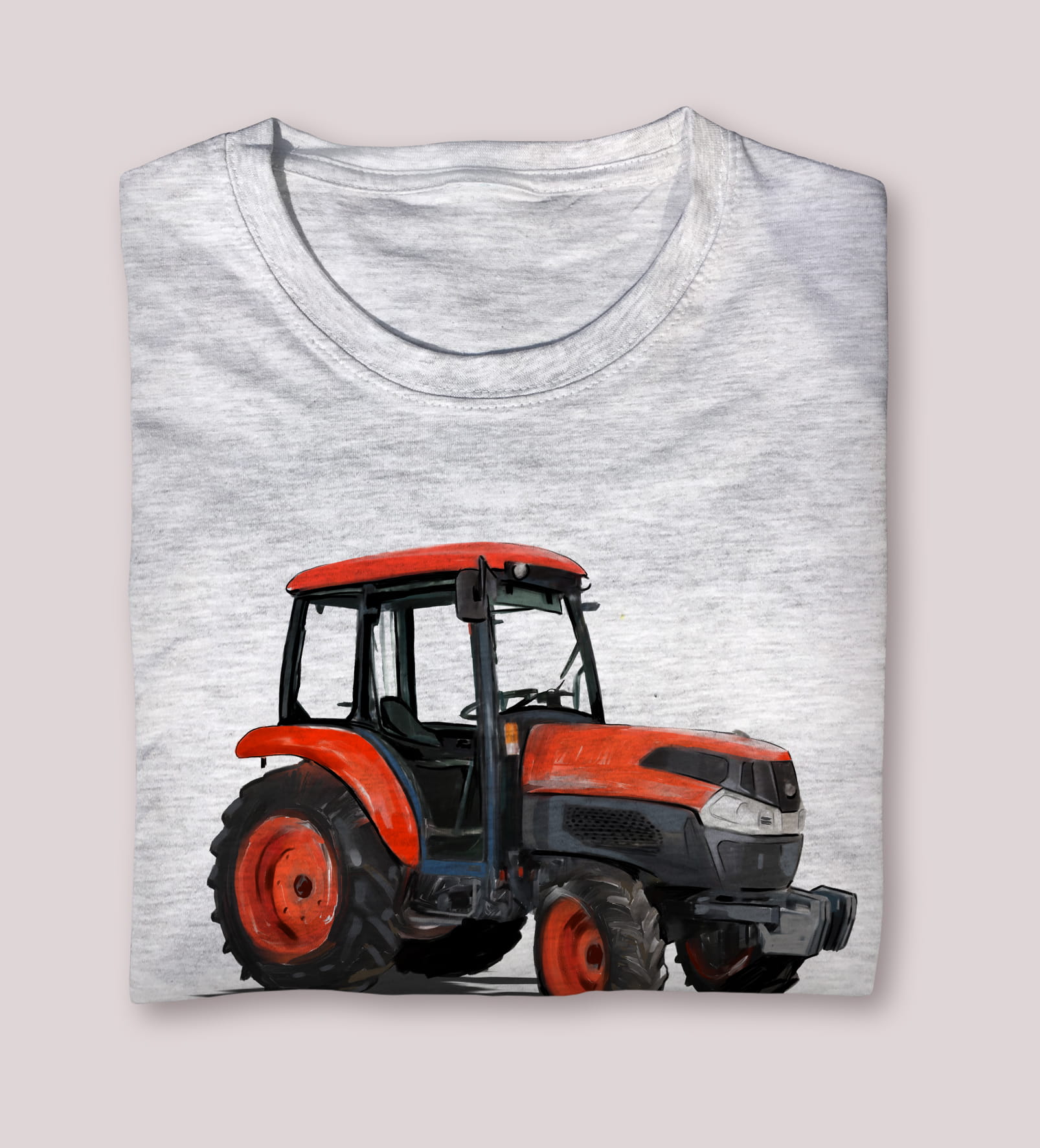 Kubota — koszulka (Kolor koszulki: jasnoszary melanż; Rozmiar: 12 - 14 lat; Rodzaj nadruku: Kubota)