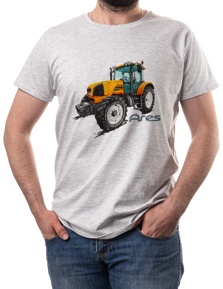 Renault Ares — koszulka (Kolor koszulki: jasnoszary melanż; Rozmiar: 4XL (męska); Rodzaj nadruku: Renault Ares)