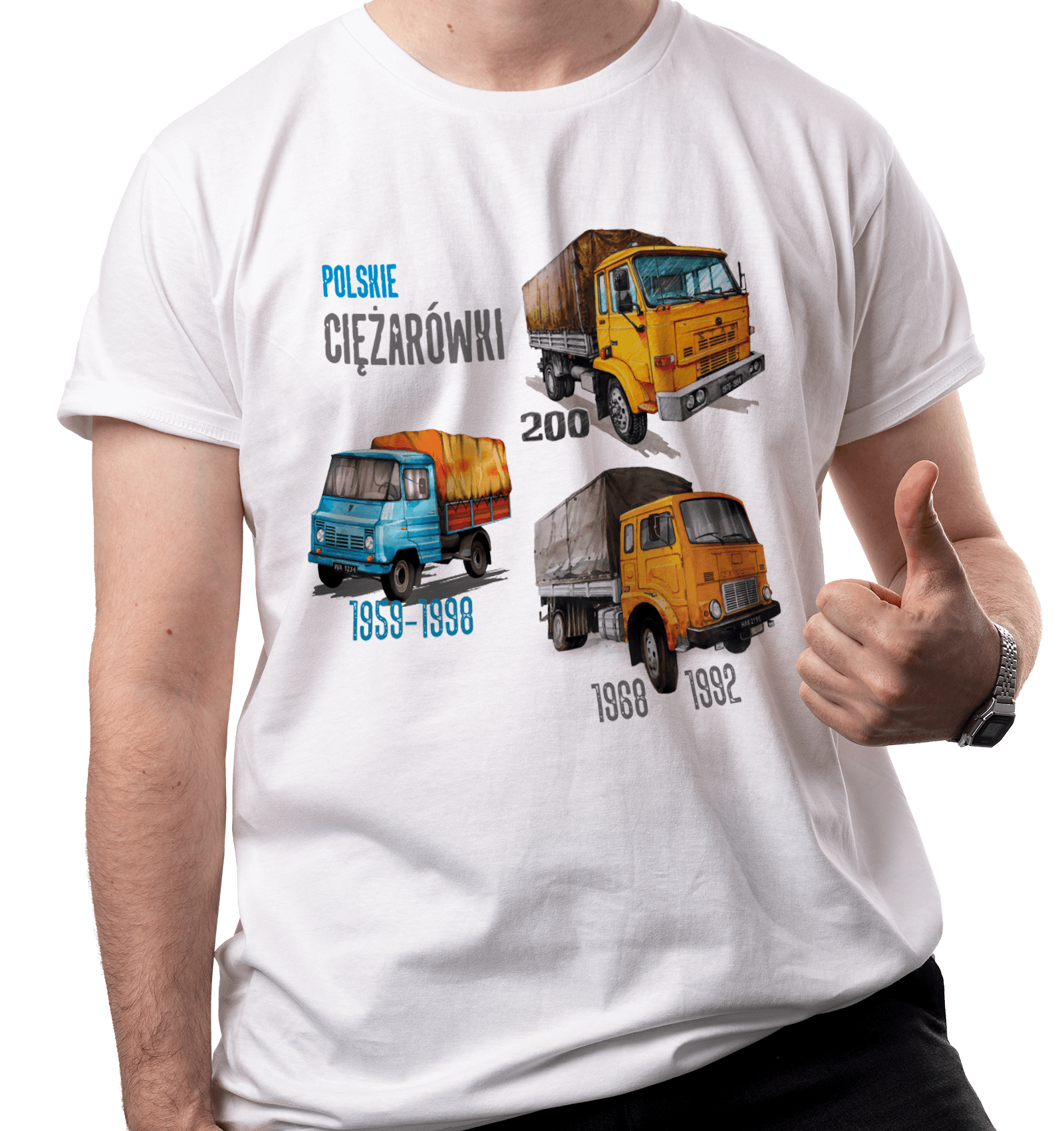 Koszulka dla kierowcy ciężarówki (Kolor koszulki: biały; Rozmiar: 4XL (męska); Rodzaj nadruku: CIEMIX)